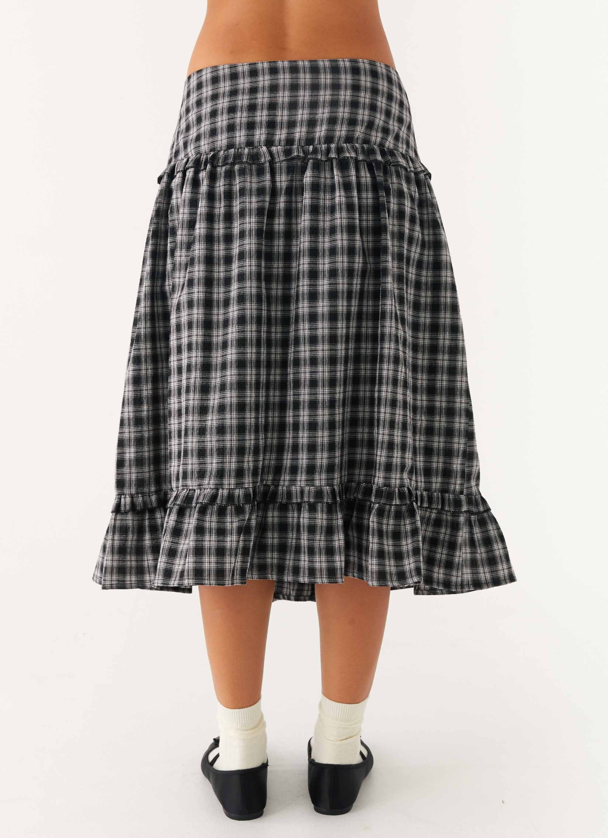Laura Midi Skirt - White Black Check - Image 5