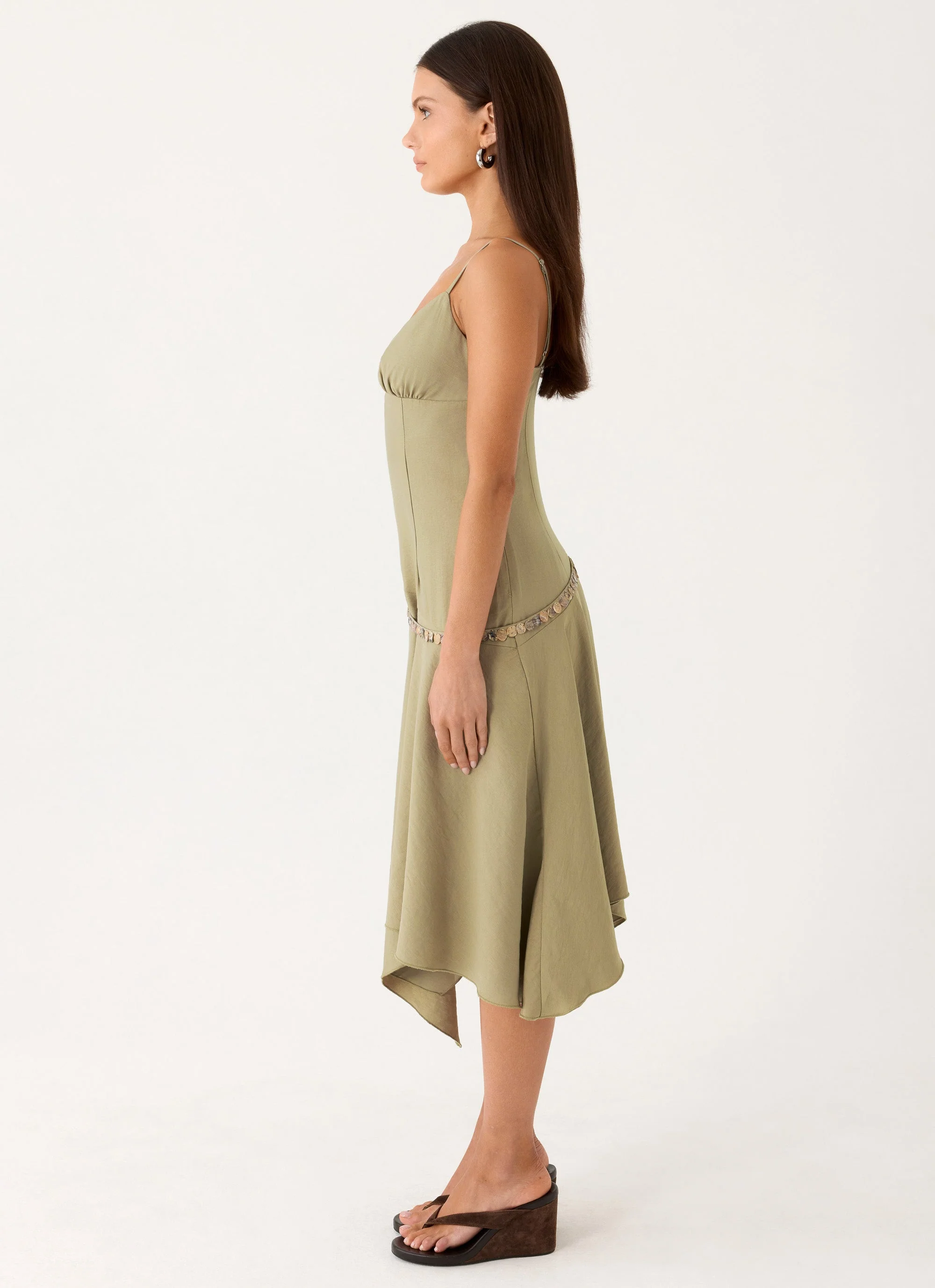 Lazure Midi Dress - Pale Olive - Image 2