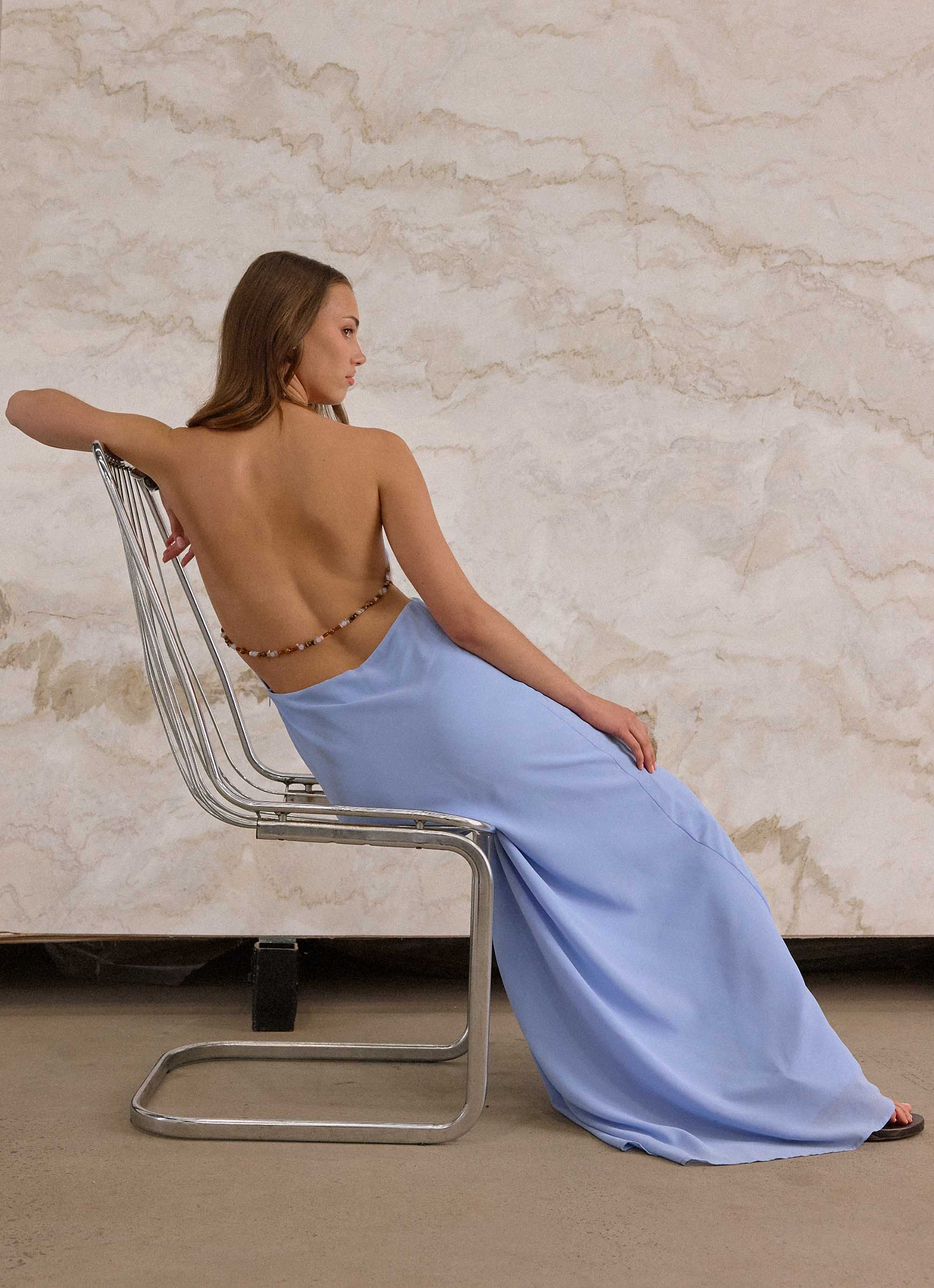 Le Soleil Halter Maxi Dress - Periwinkle - Image 3