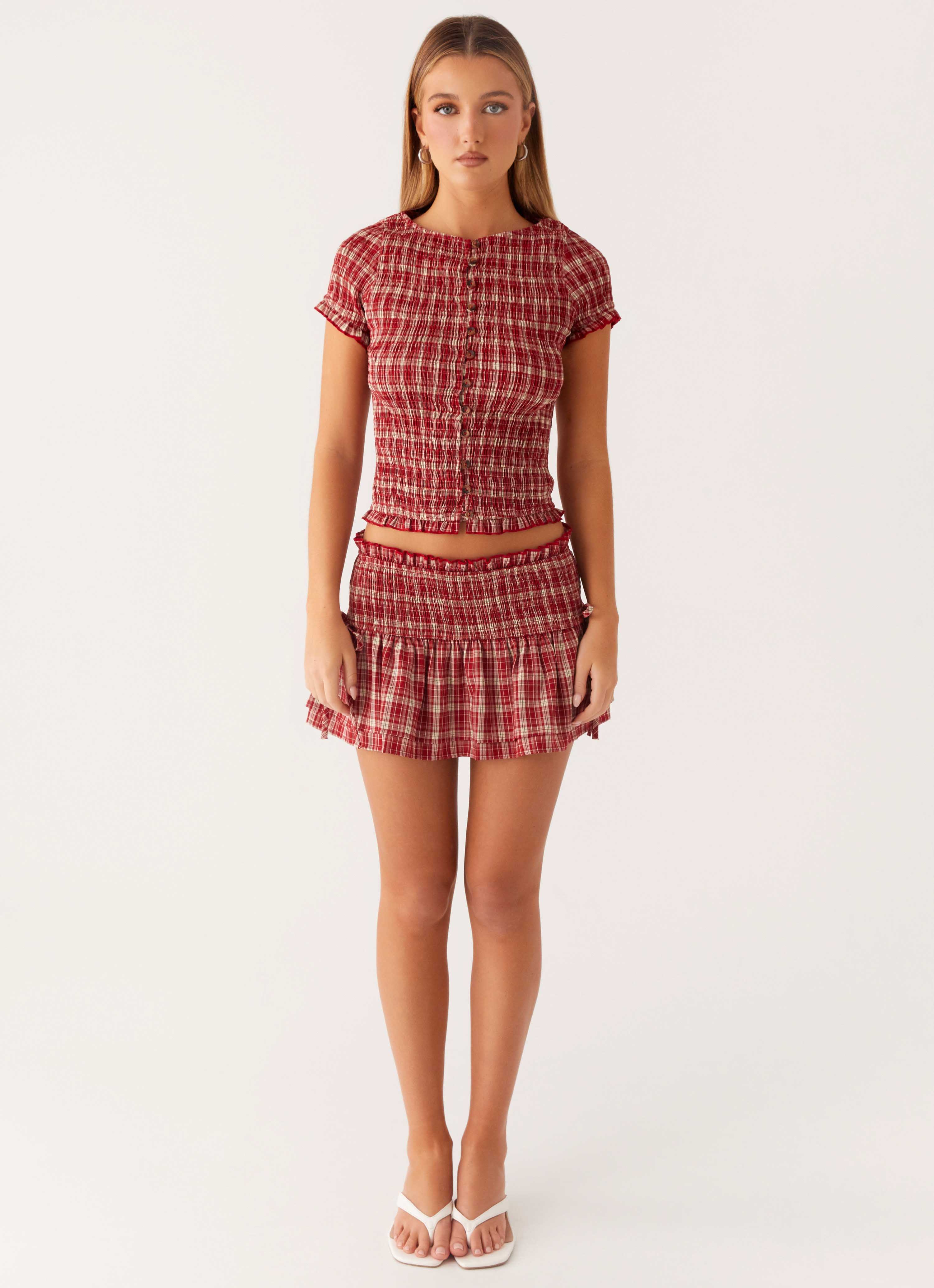 Lenore Mini Skirt - Ruby Check - Image 4