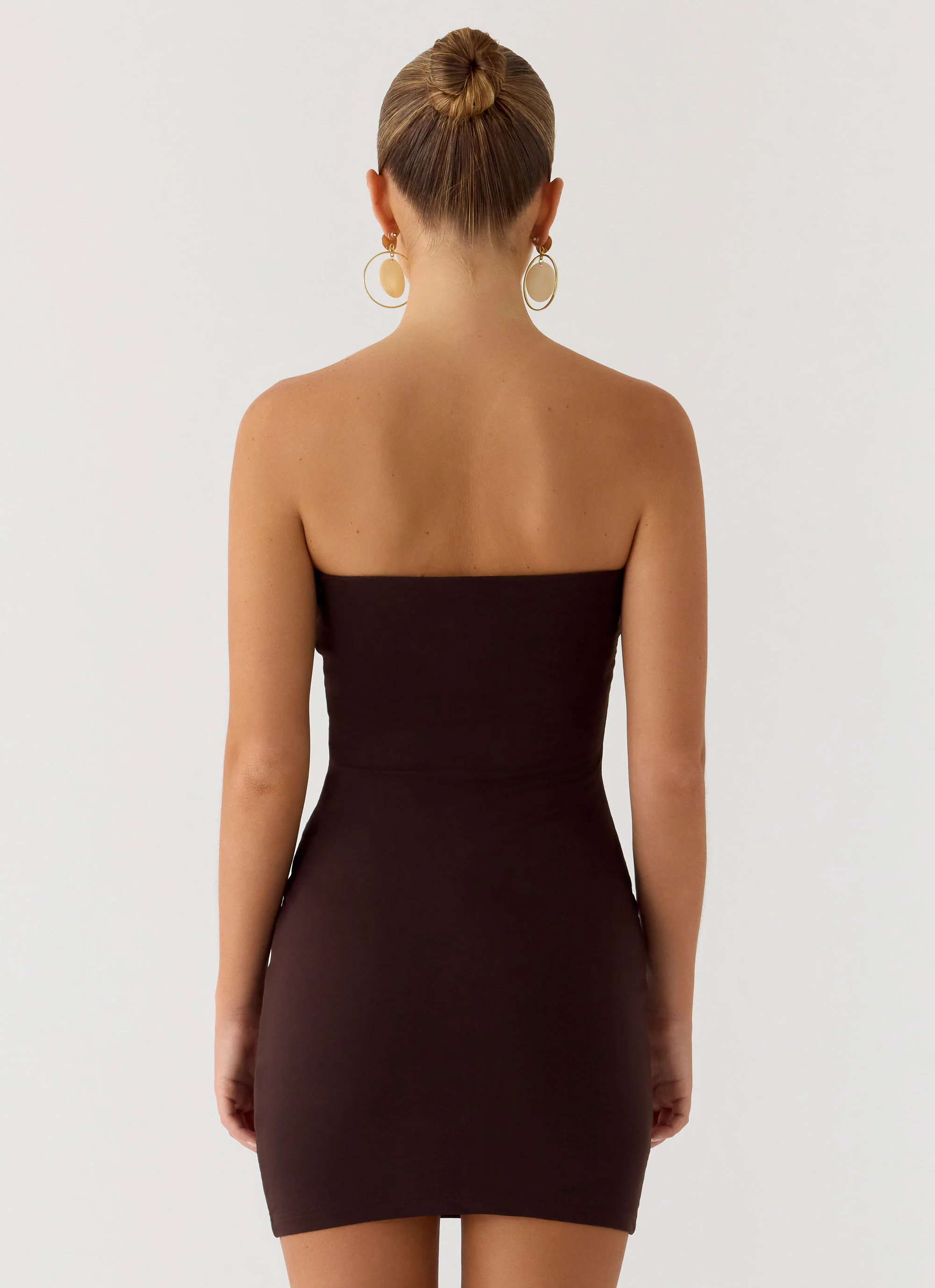 Leroy Button Mini Dress - Chocolate - Image 4