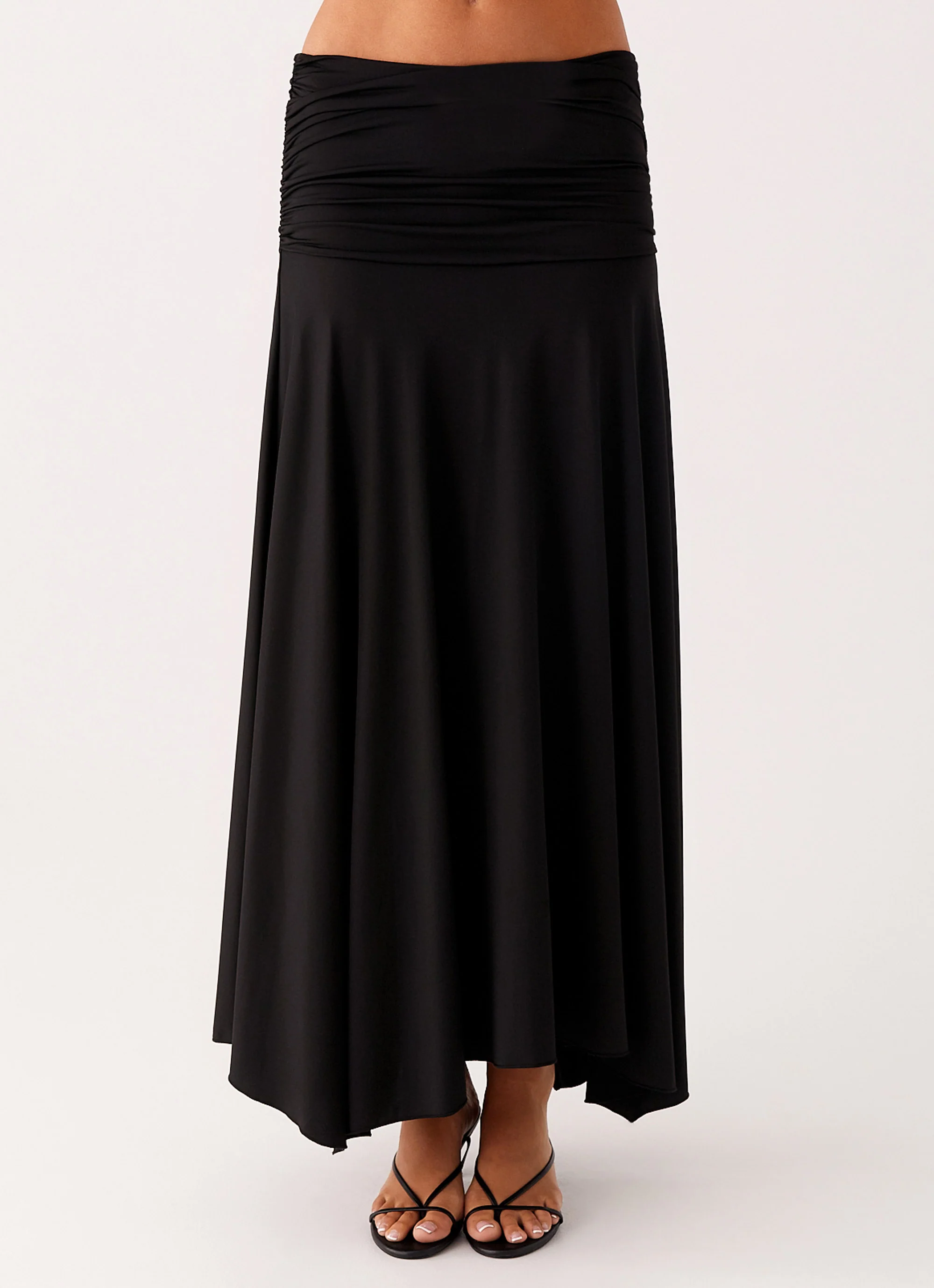 Liana Ruched Maxi Skirt - Black - Image 5