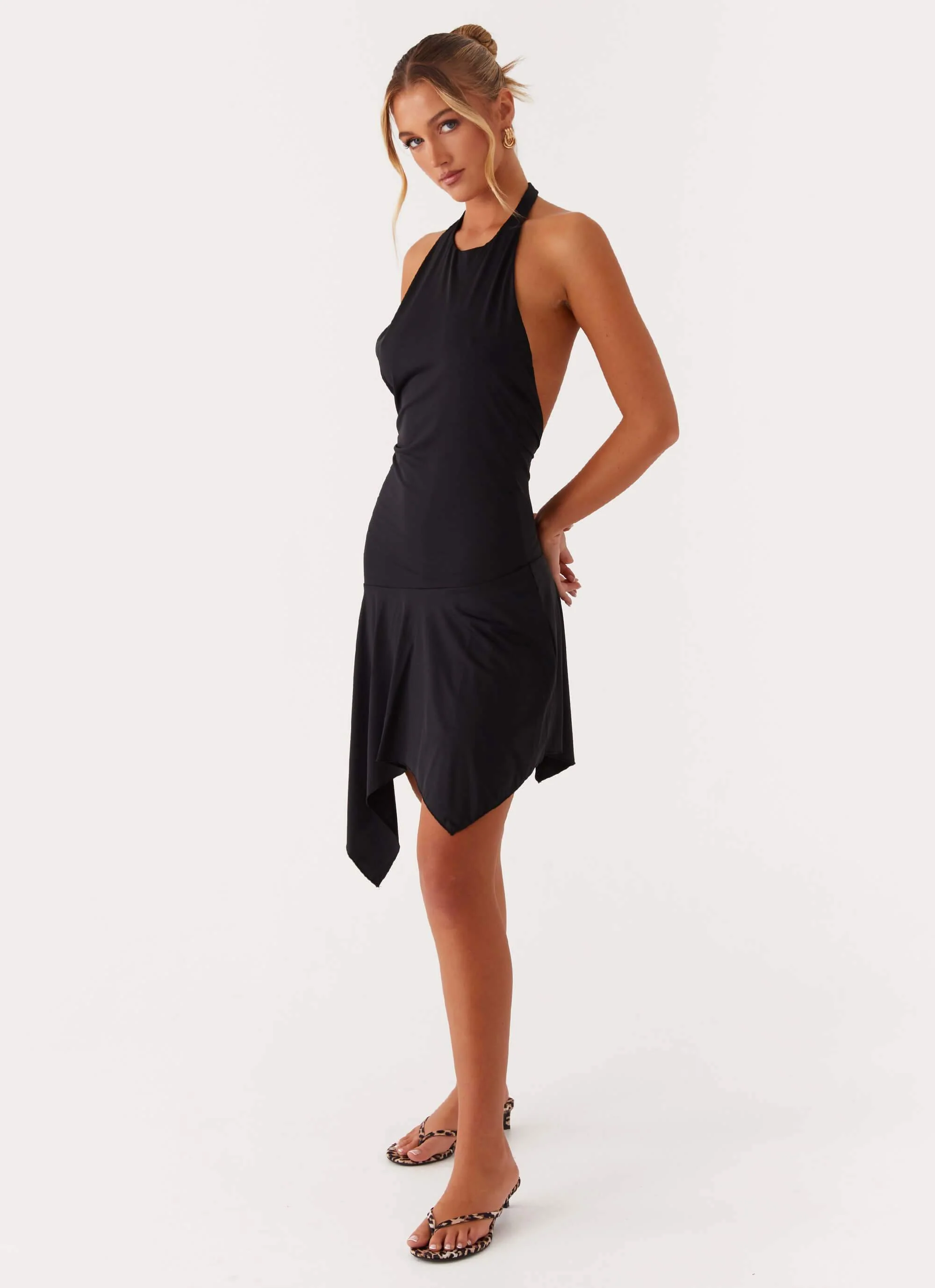 Lilyana Low Back Halter Midi Dress - Black - Image 3