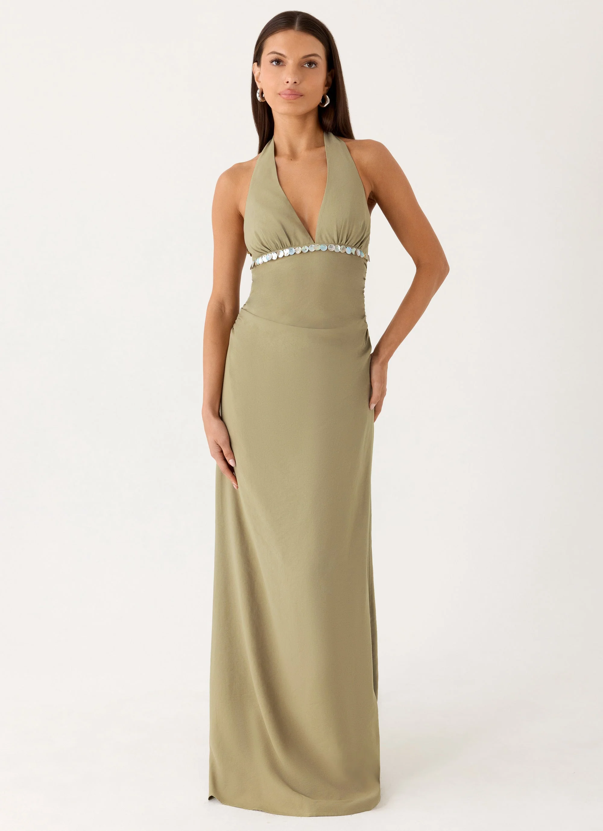 Lorela Maxi Dress - Pale Olive - Image 5