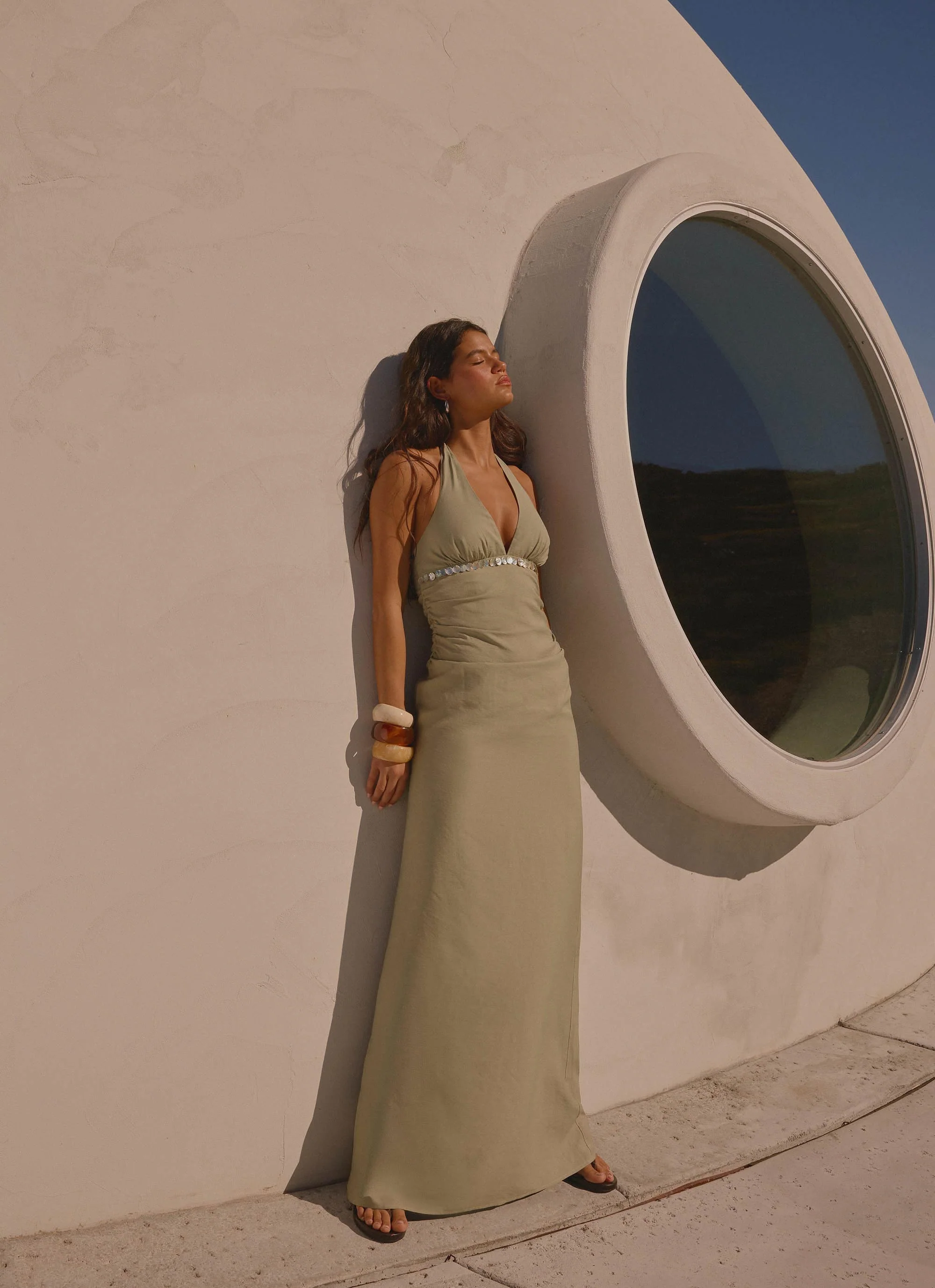 Lorela Maxi Dress - Pale Olive - Image 8