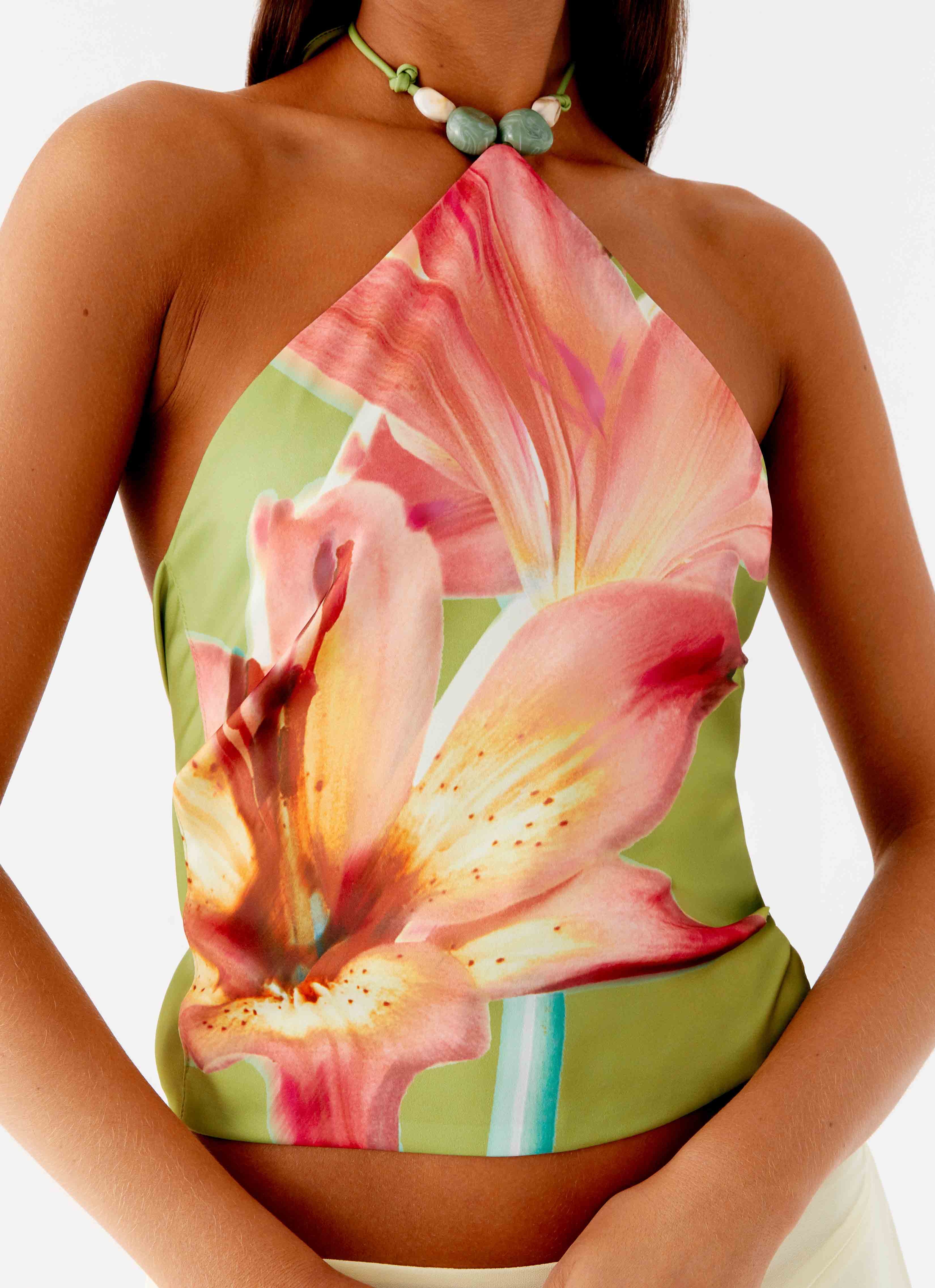 Loreta Beaded Tie Back Top - Jungle Floral - Image 6