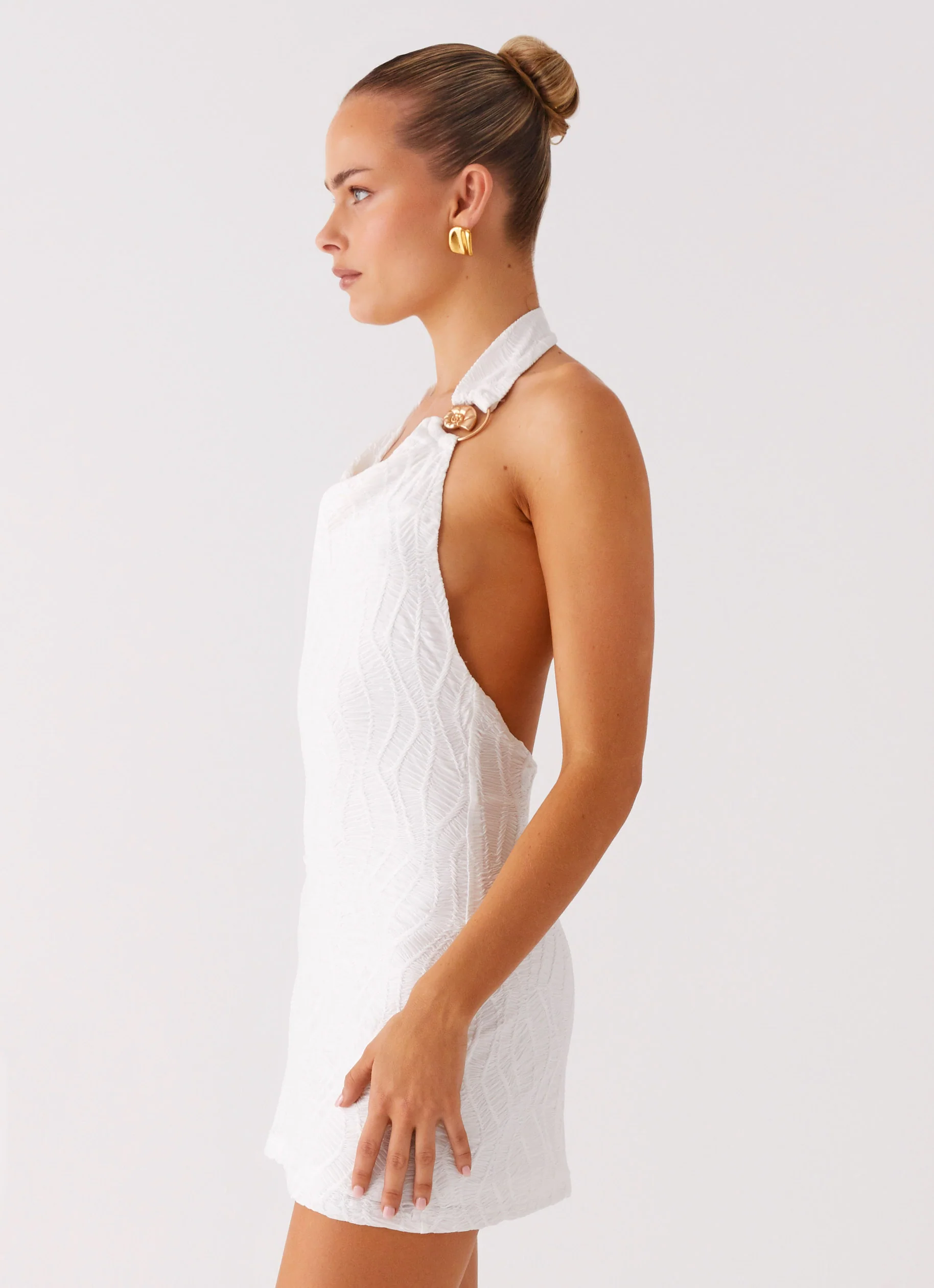 Love Line Halter Mini Dress - White - Image 2