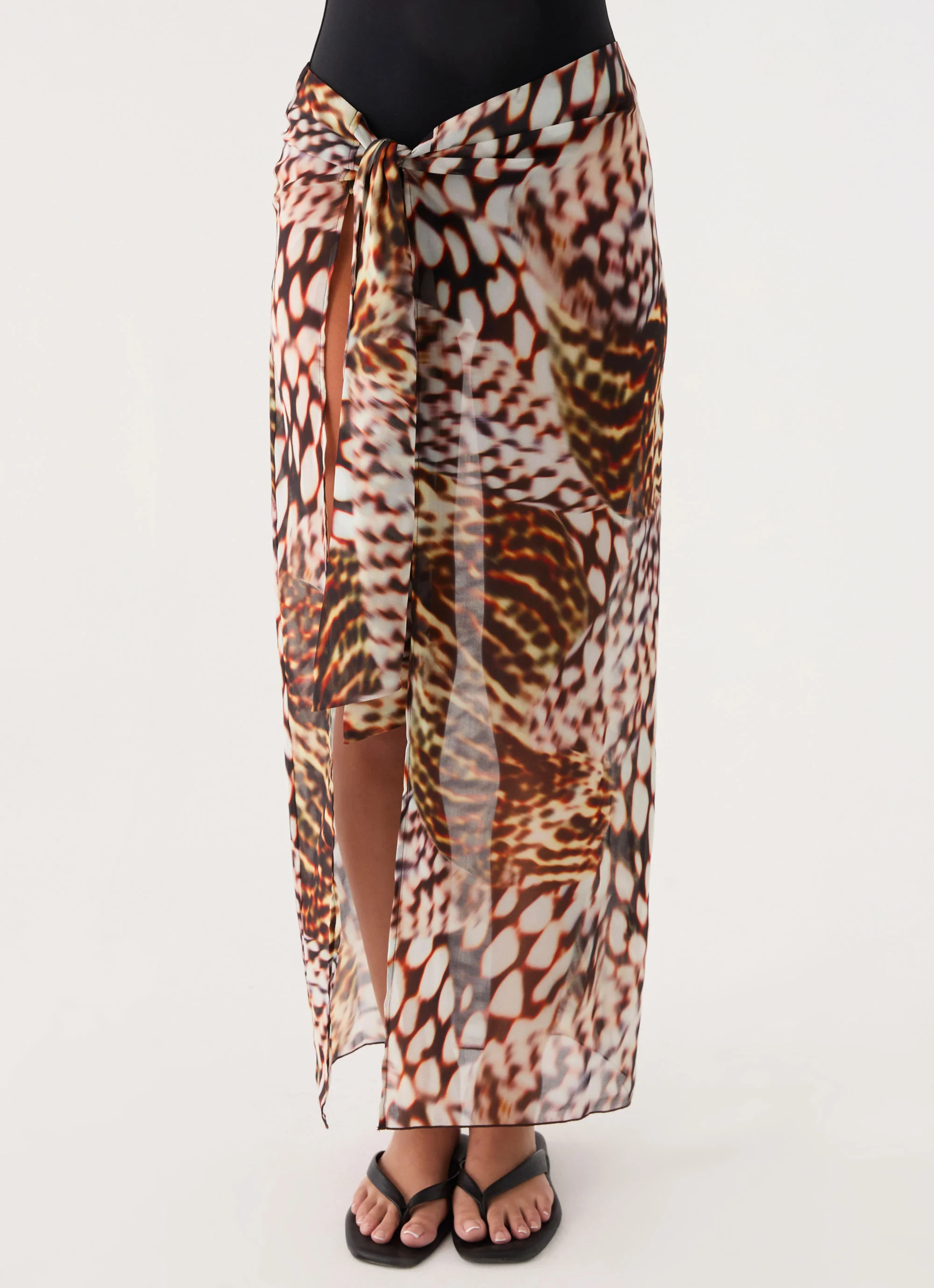 Low Tide Sarong Maxi Skirt - Leopard Hibiscus - Image 3