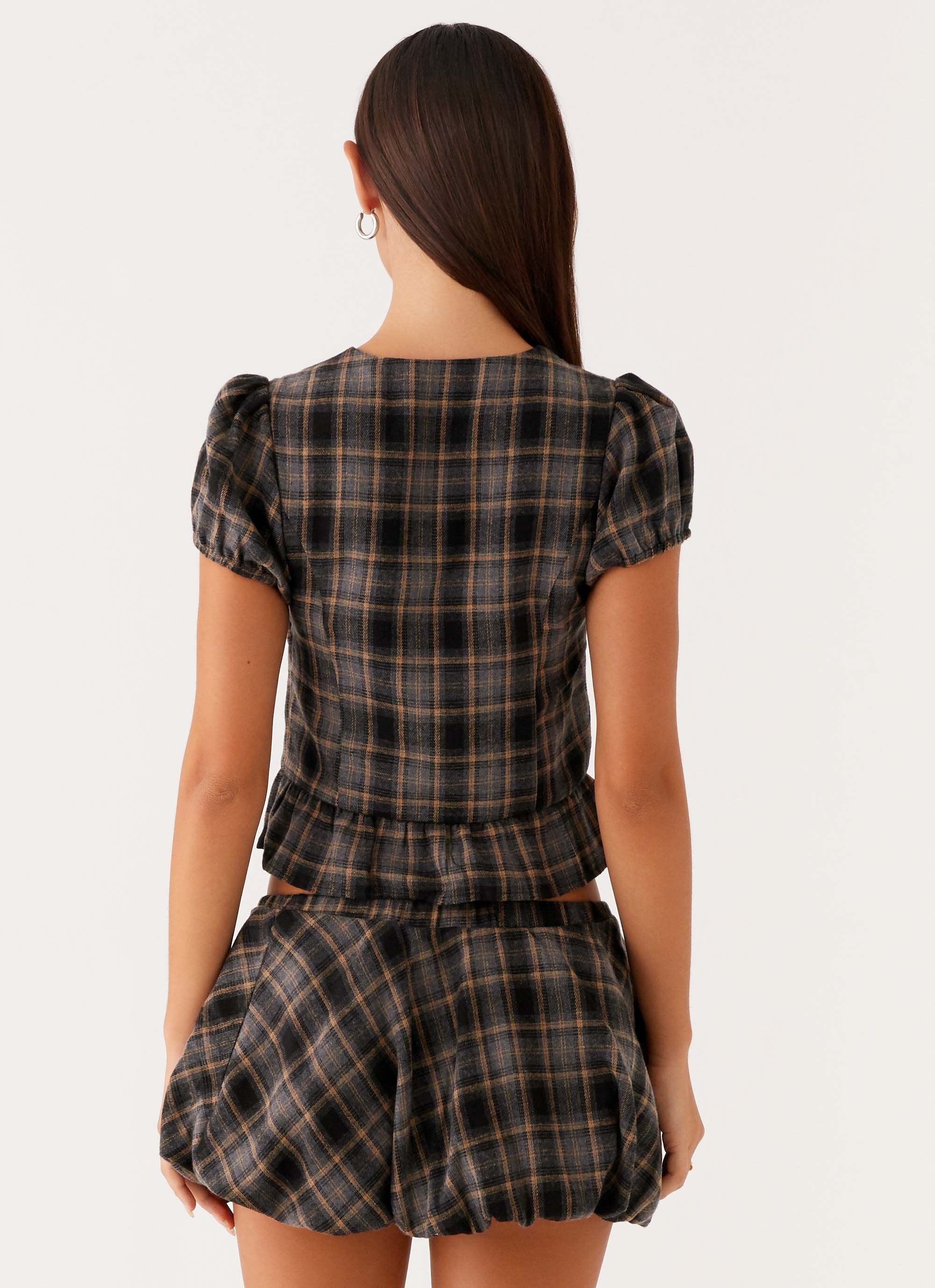 Lucia Mini Skirt - Brown Check - Image 4