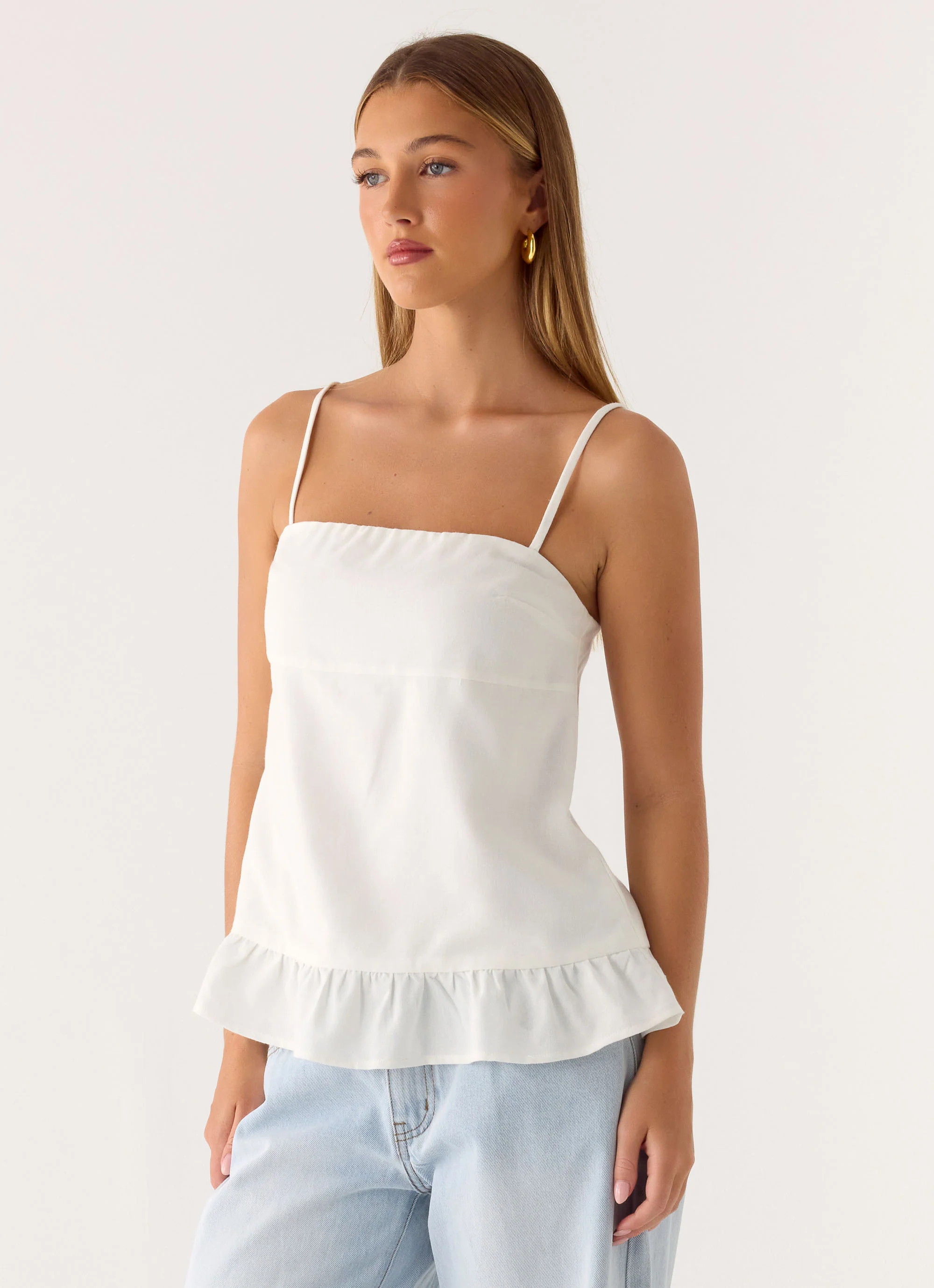 Lucie Mae Linen Top - White - Image 5