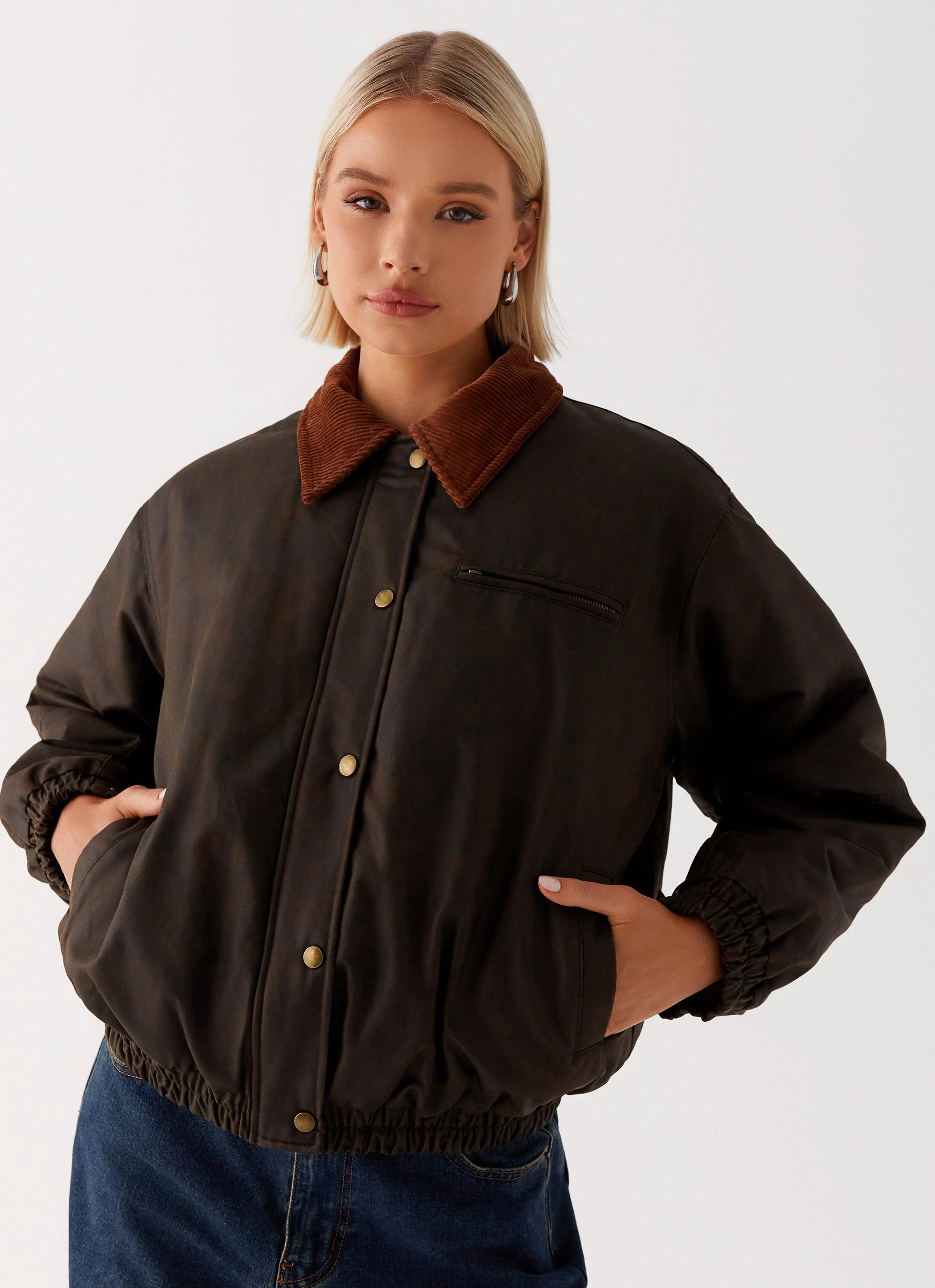 Lucky Gal Bomber Jacket - Waxed Brown - Image 2