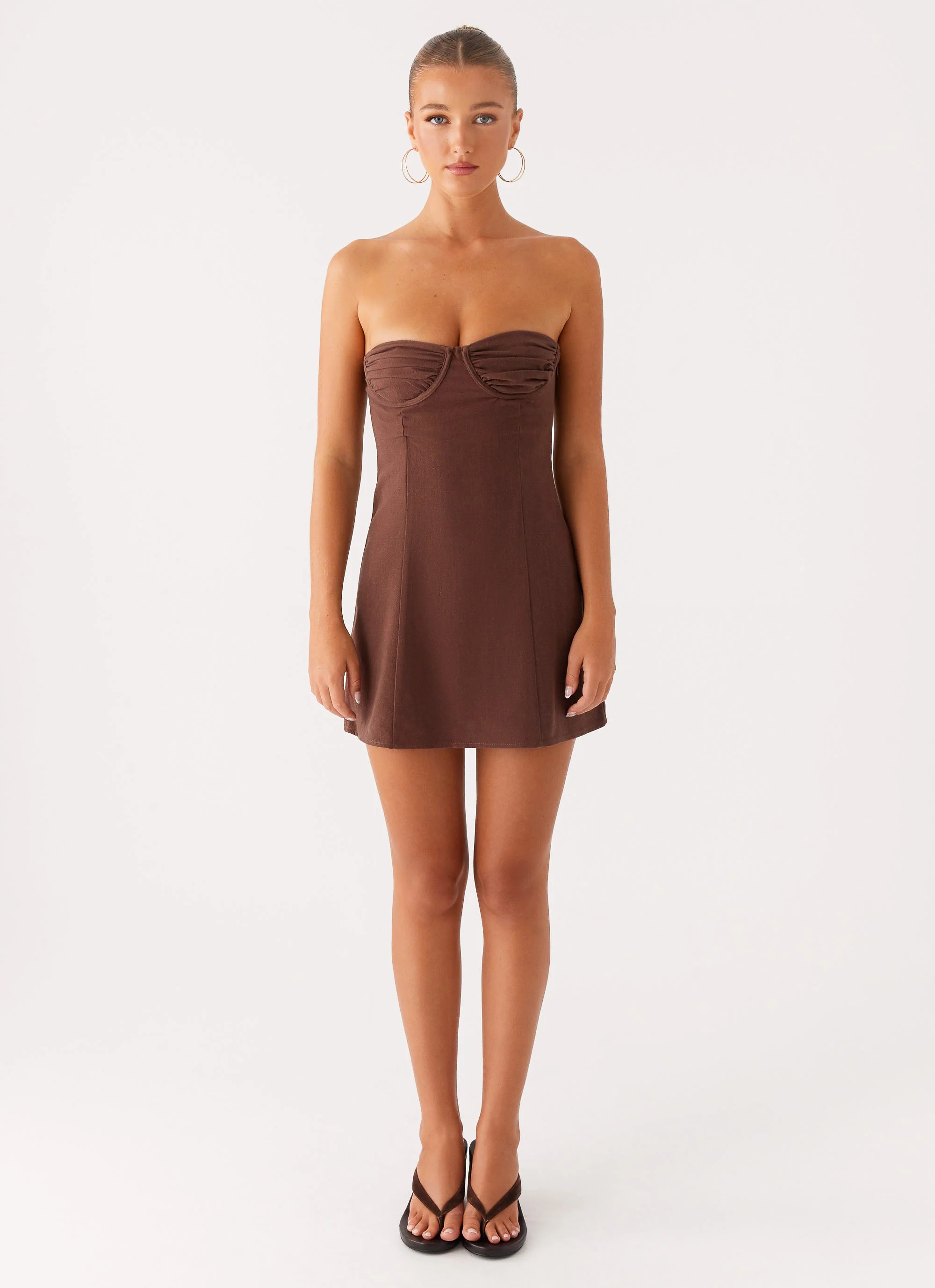 Ludo Mini Dress - Chocolate - Image 3
