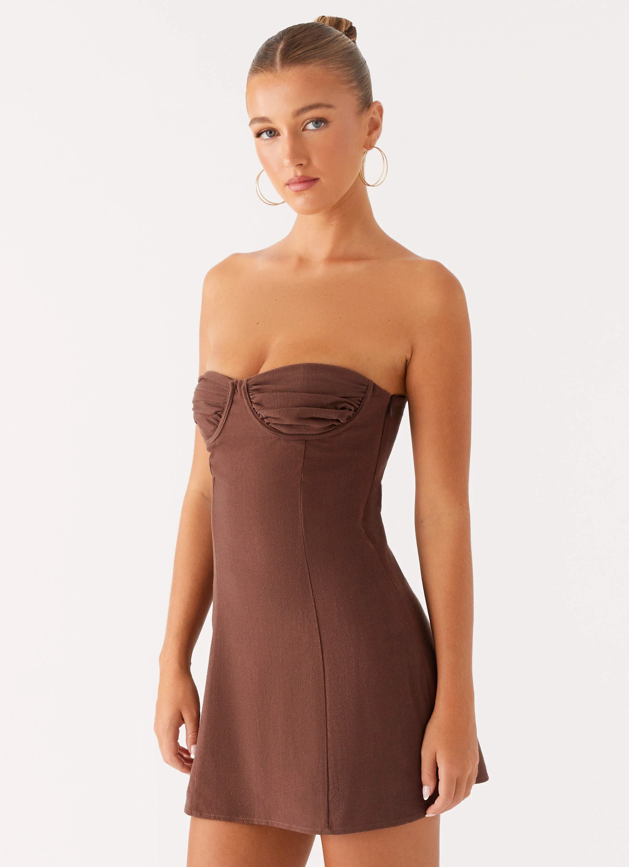Ludo Mini Dress - Chocolate - Image 4