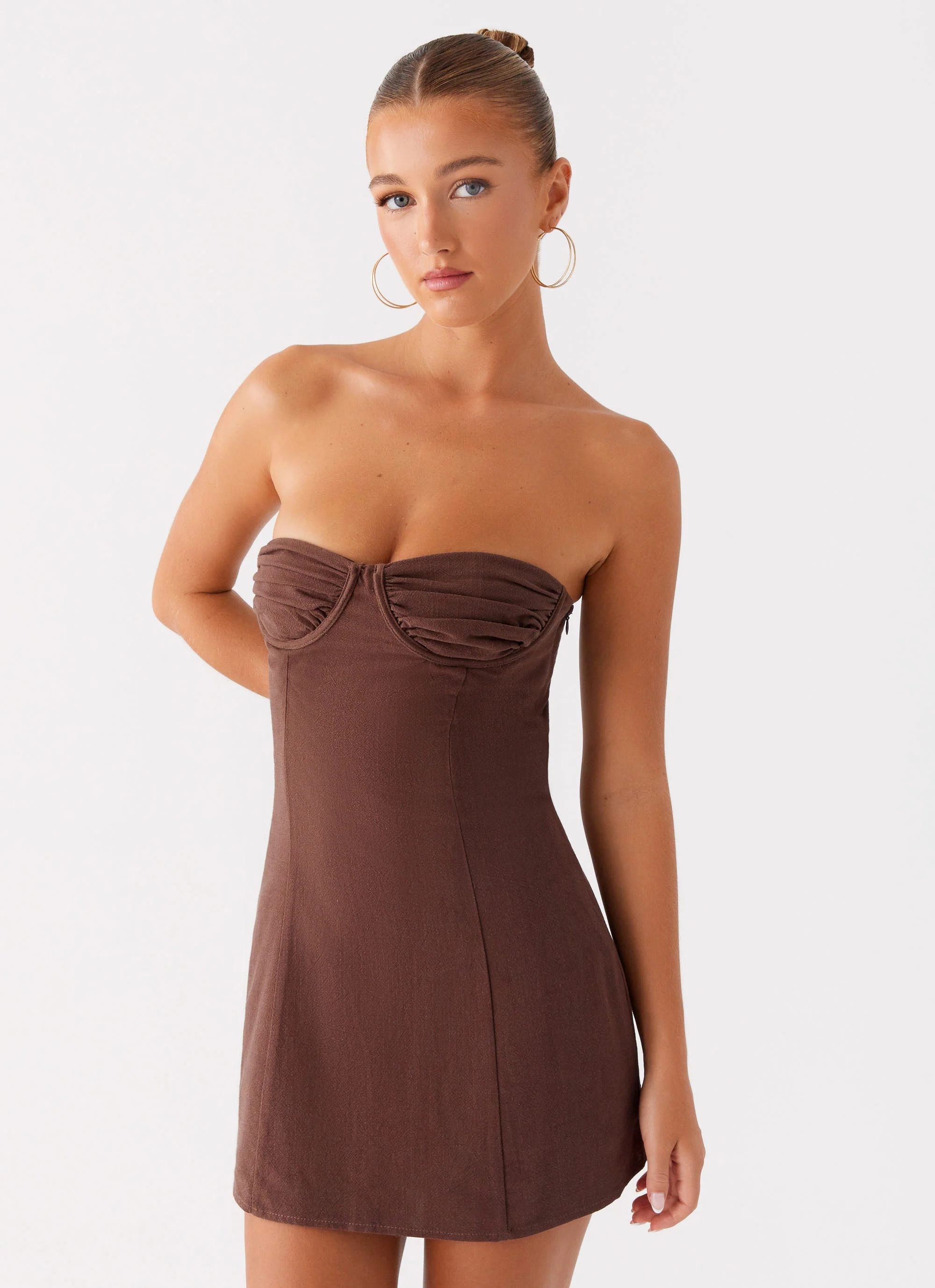 Ludo Mini Dress - Chocolate - Image 6