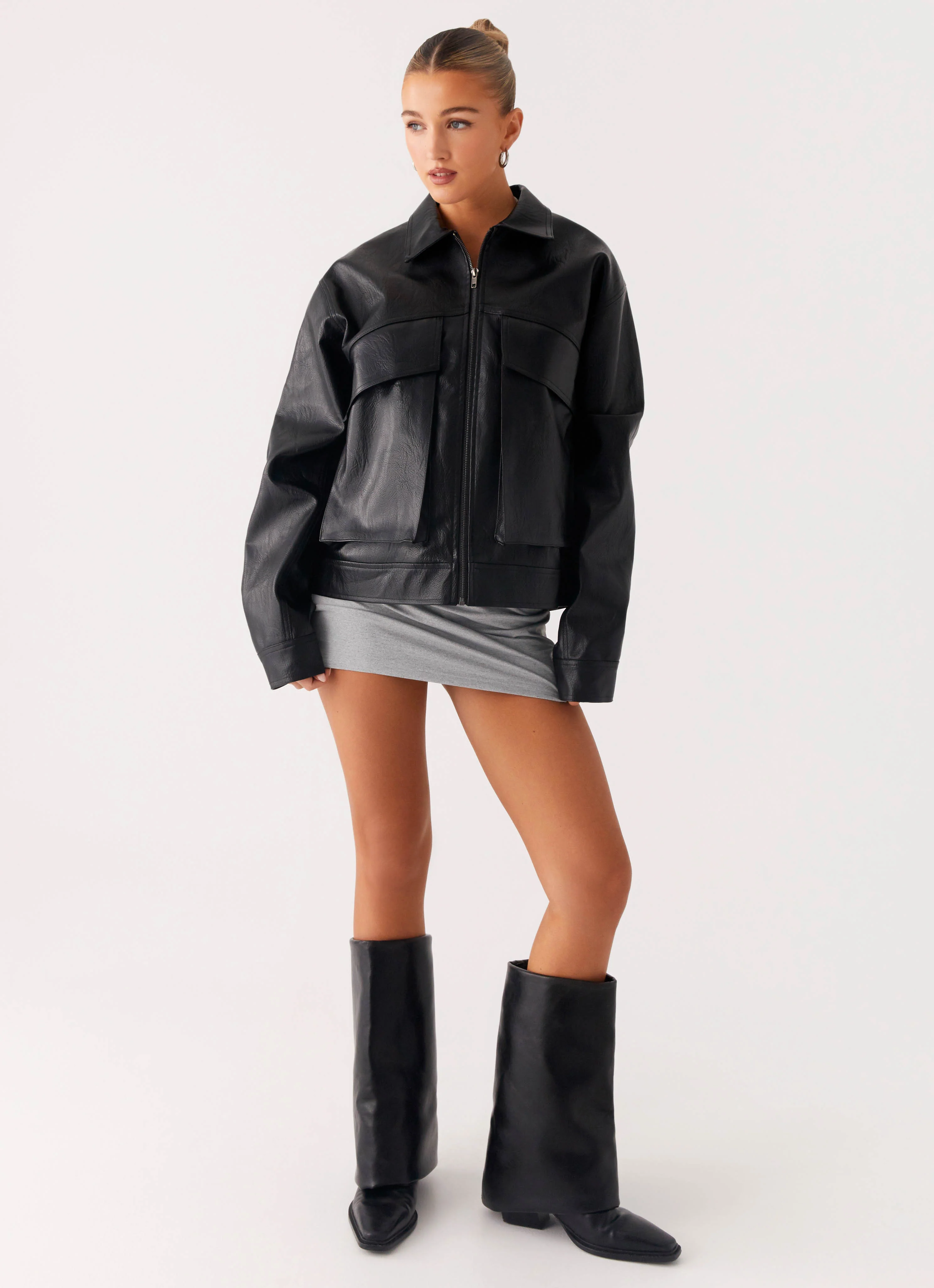 Lula Tassle Faux Leather Bomber Jacket - Black - Image 3