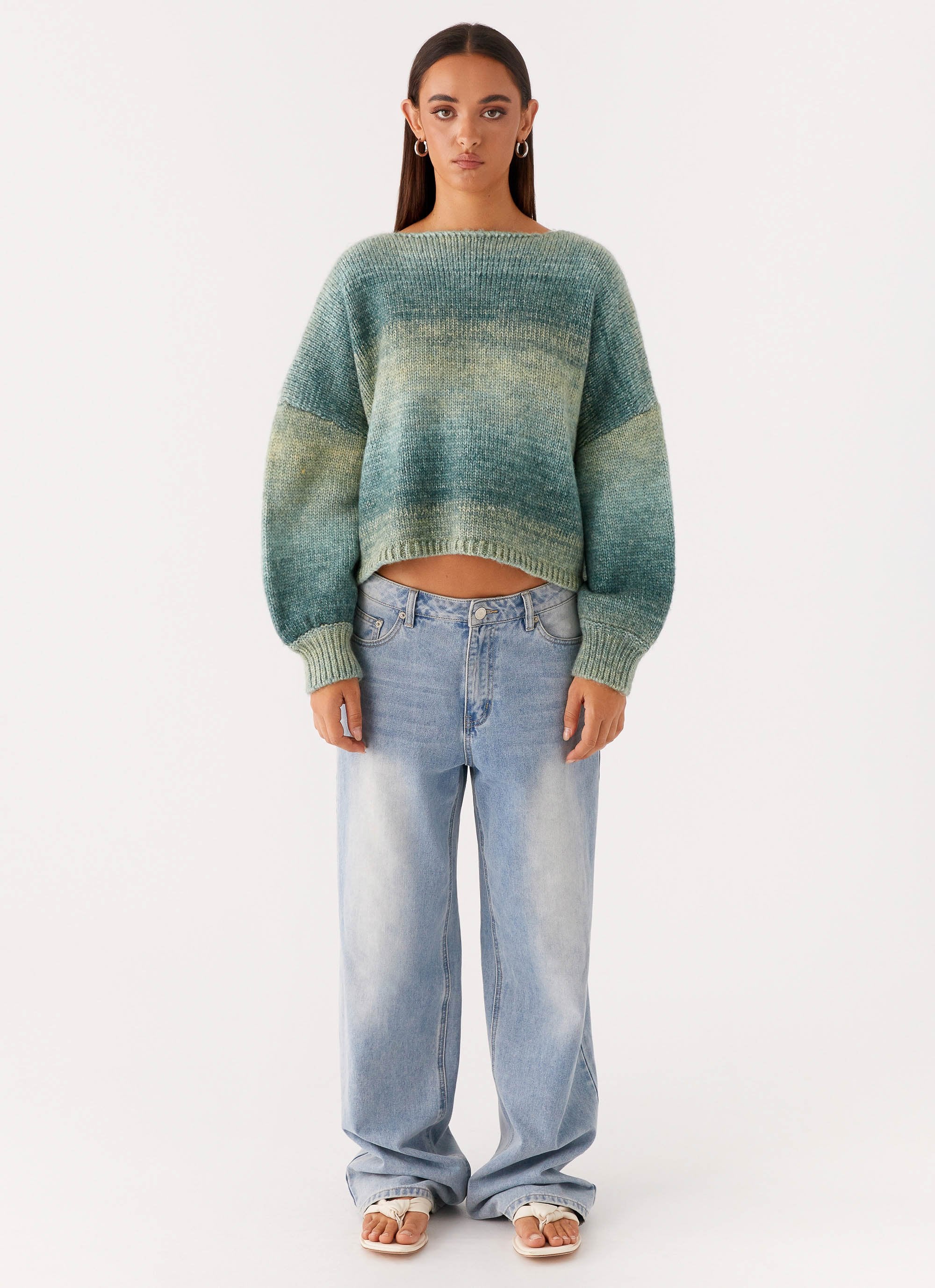 Lynne Oversized Jumper - Green Ombre - Image 2