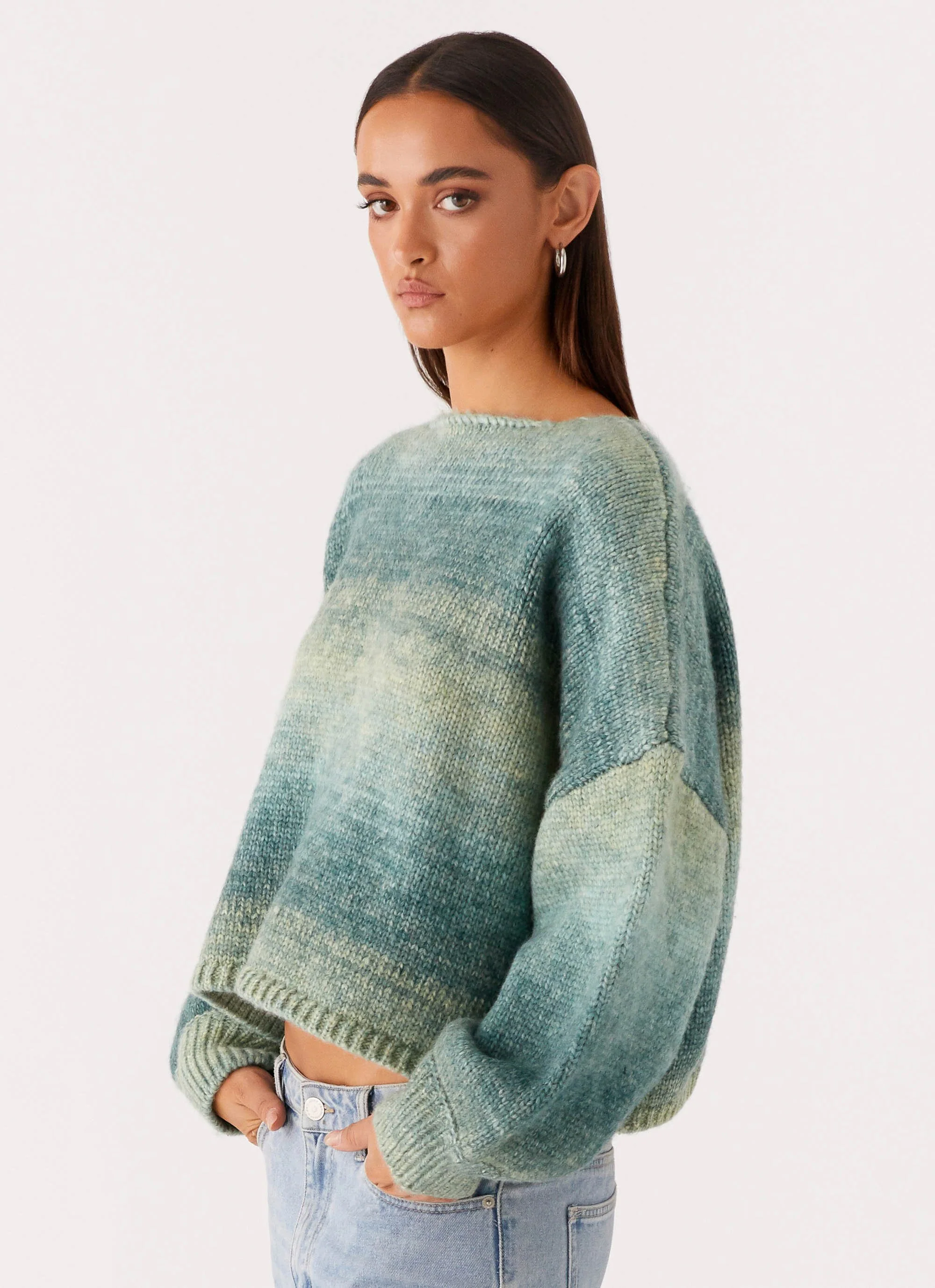 Lynne Oversized Jumper - Green Ombre - Image 3