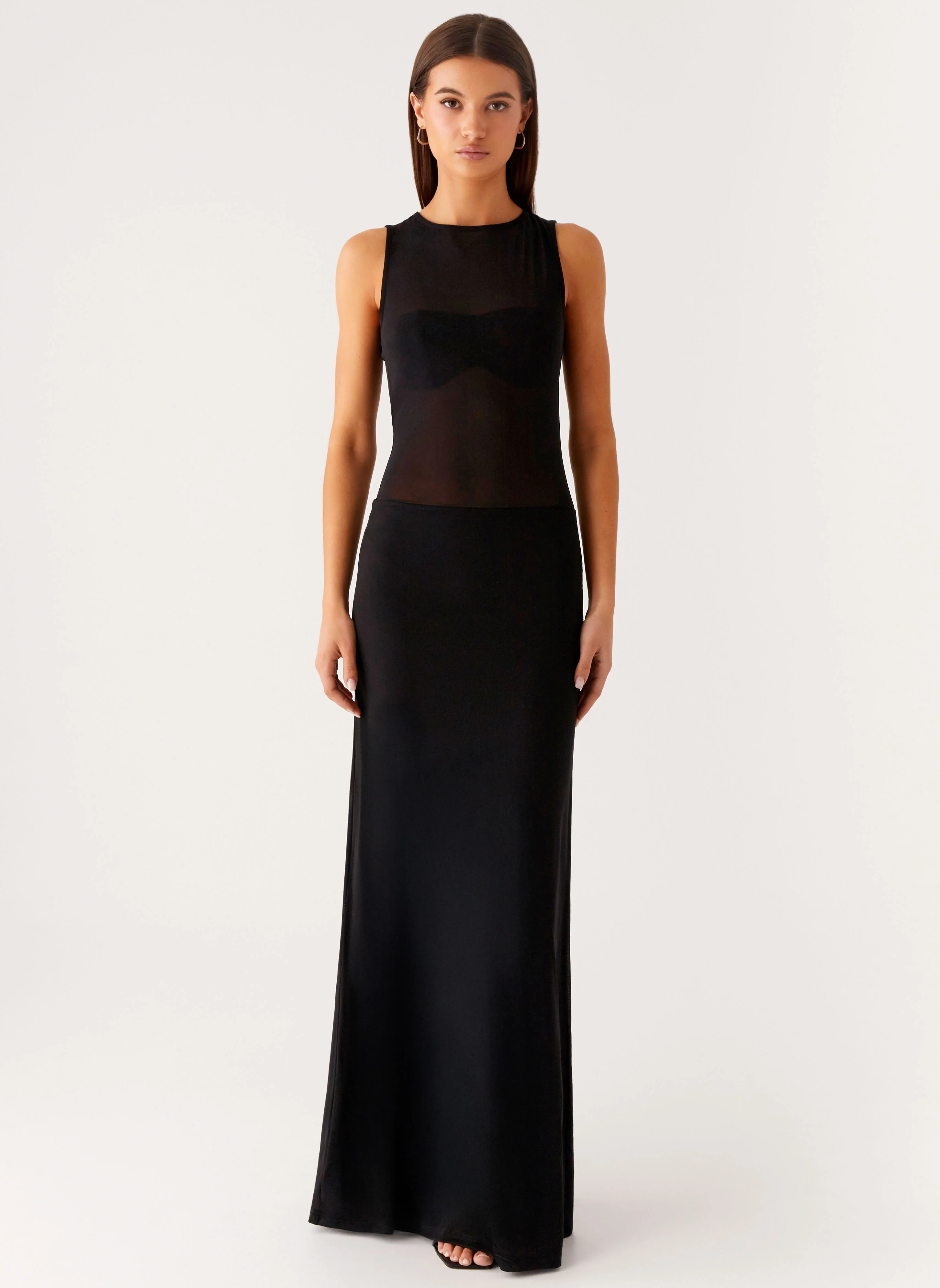 Lyria Mesh Maxi Dress - Black - Image 2