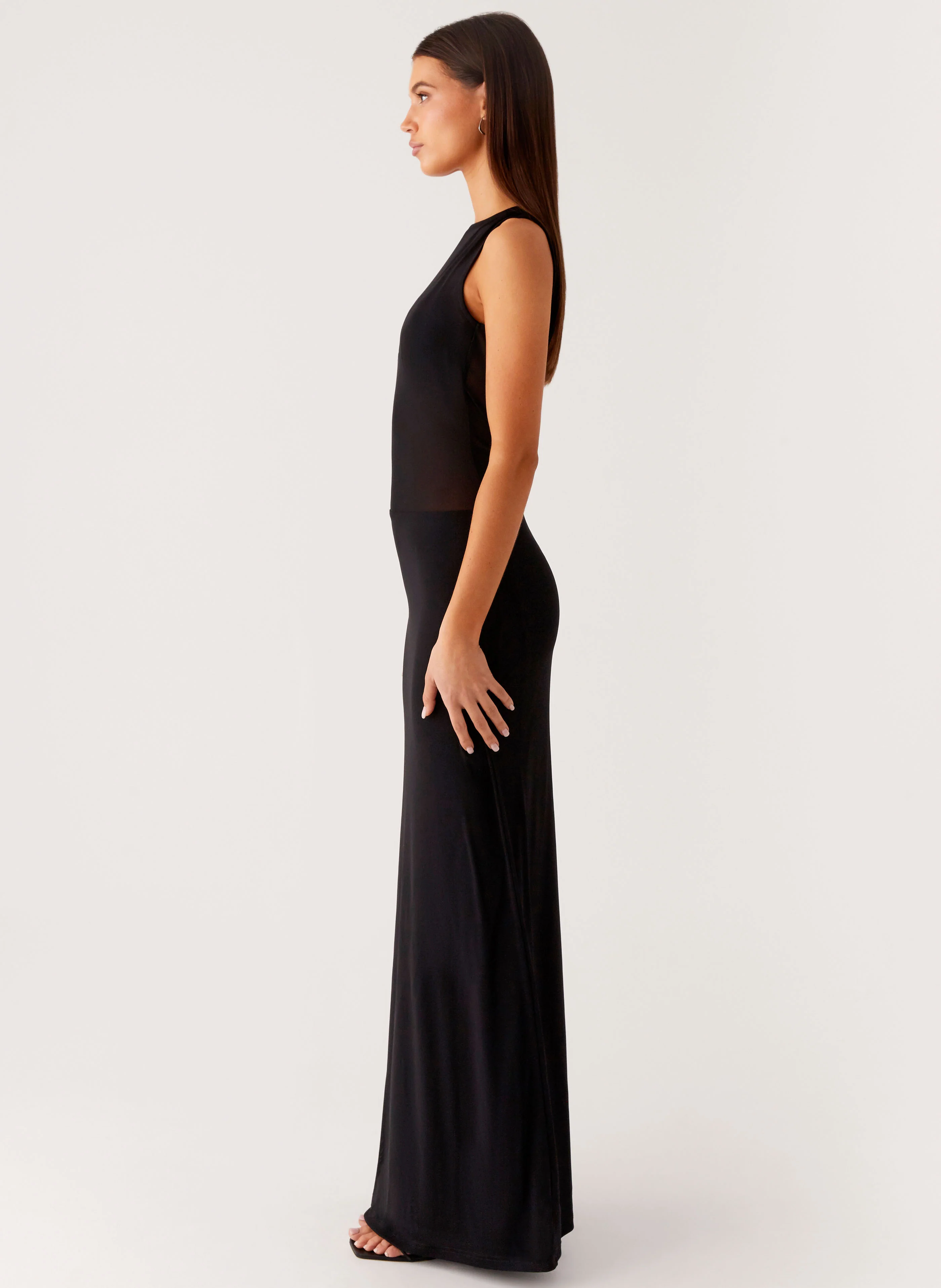 Lyria Mesh Maxi Dress - Black - Image 3