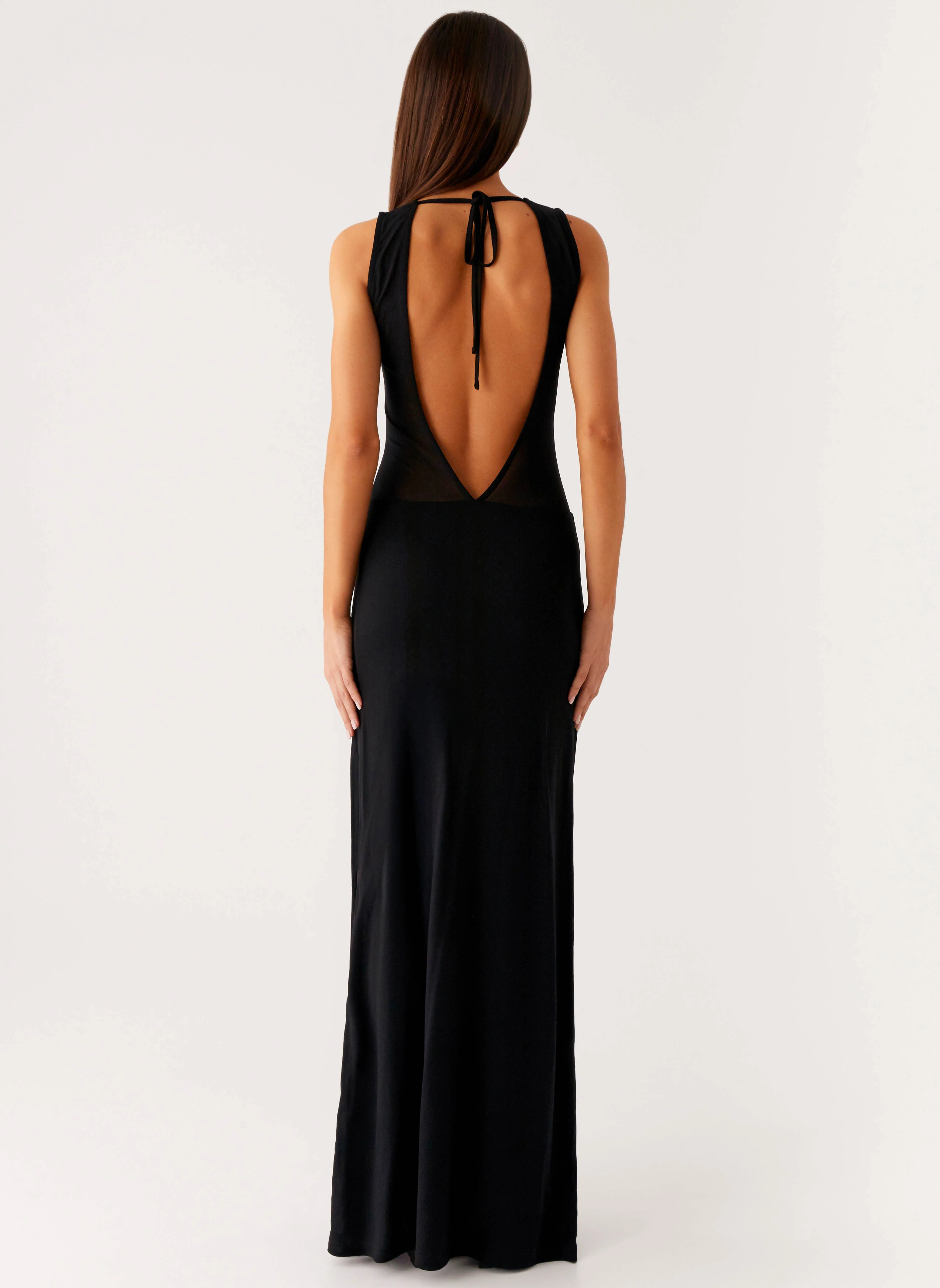Lyria Mesh Maxi Dress - Black - Image 4