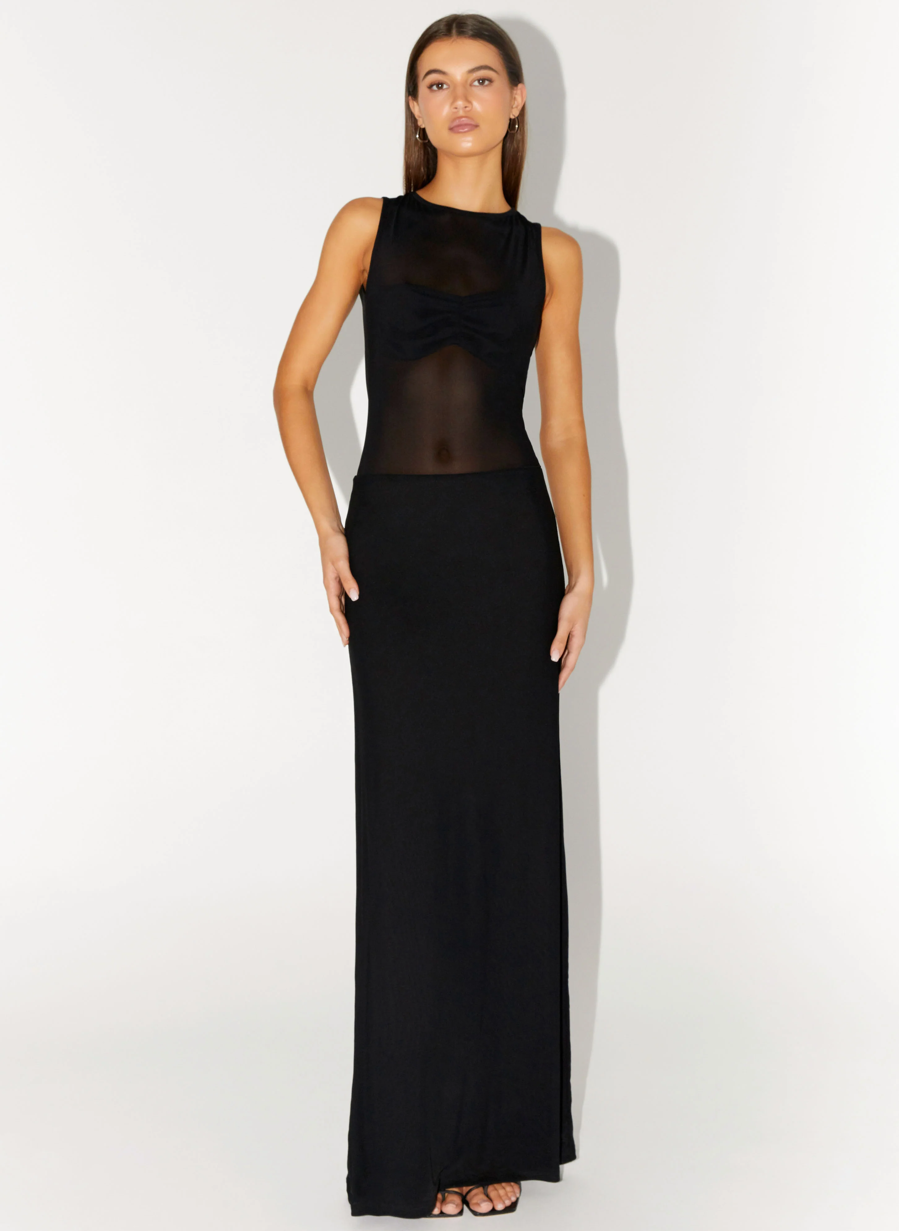 Lyria Mesh Maxi Dress - Black - Image 6