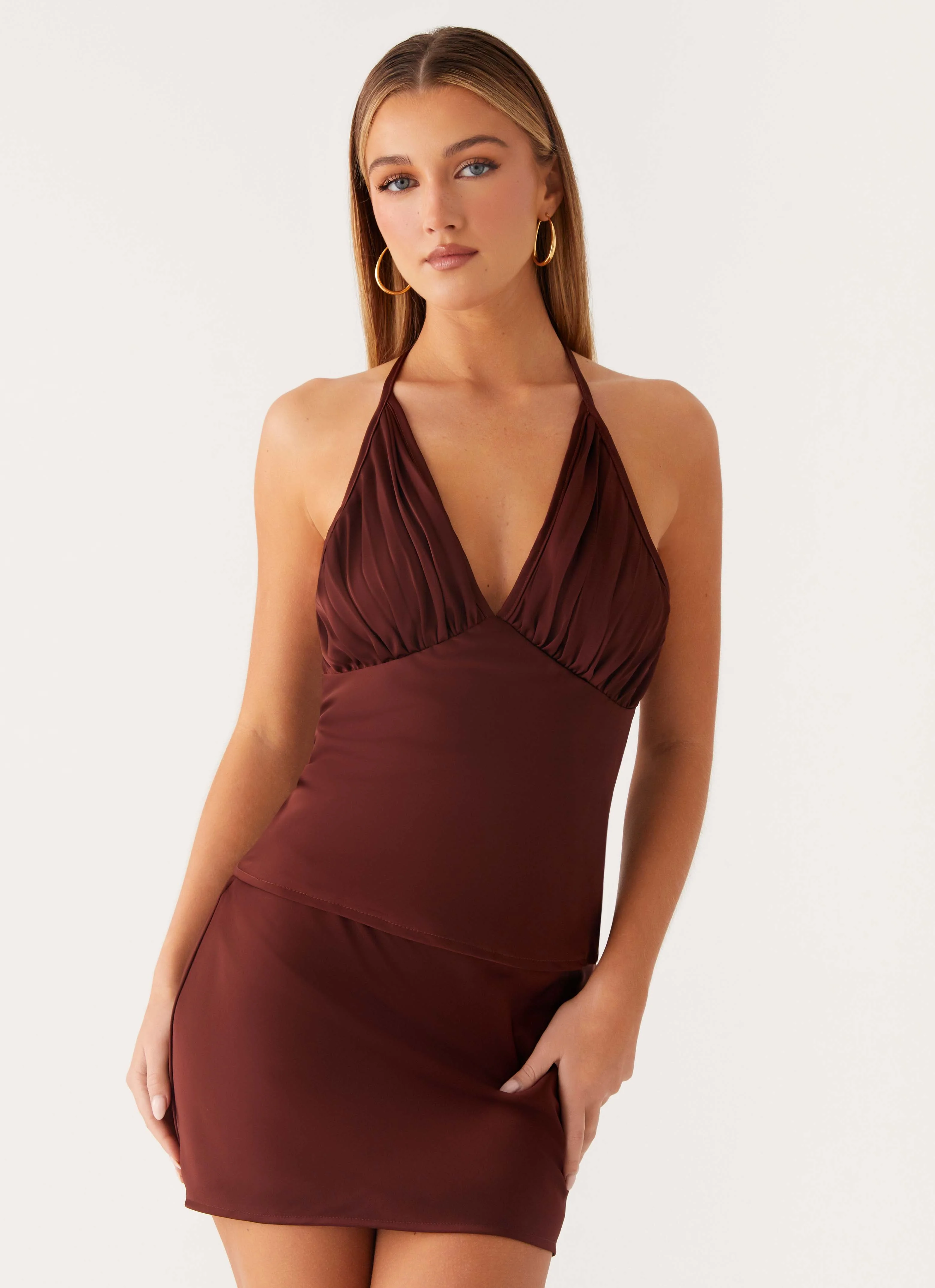 Mabel Mini Skirt - Chocolate - Image 6