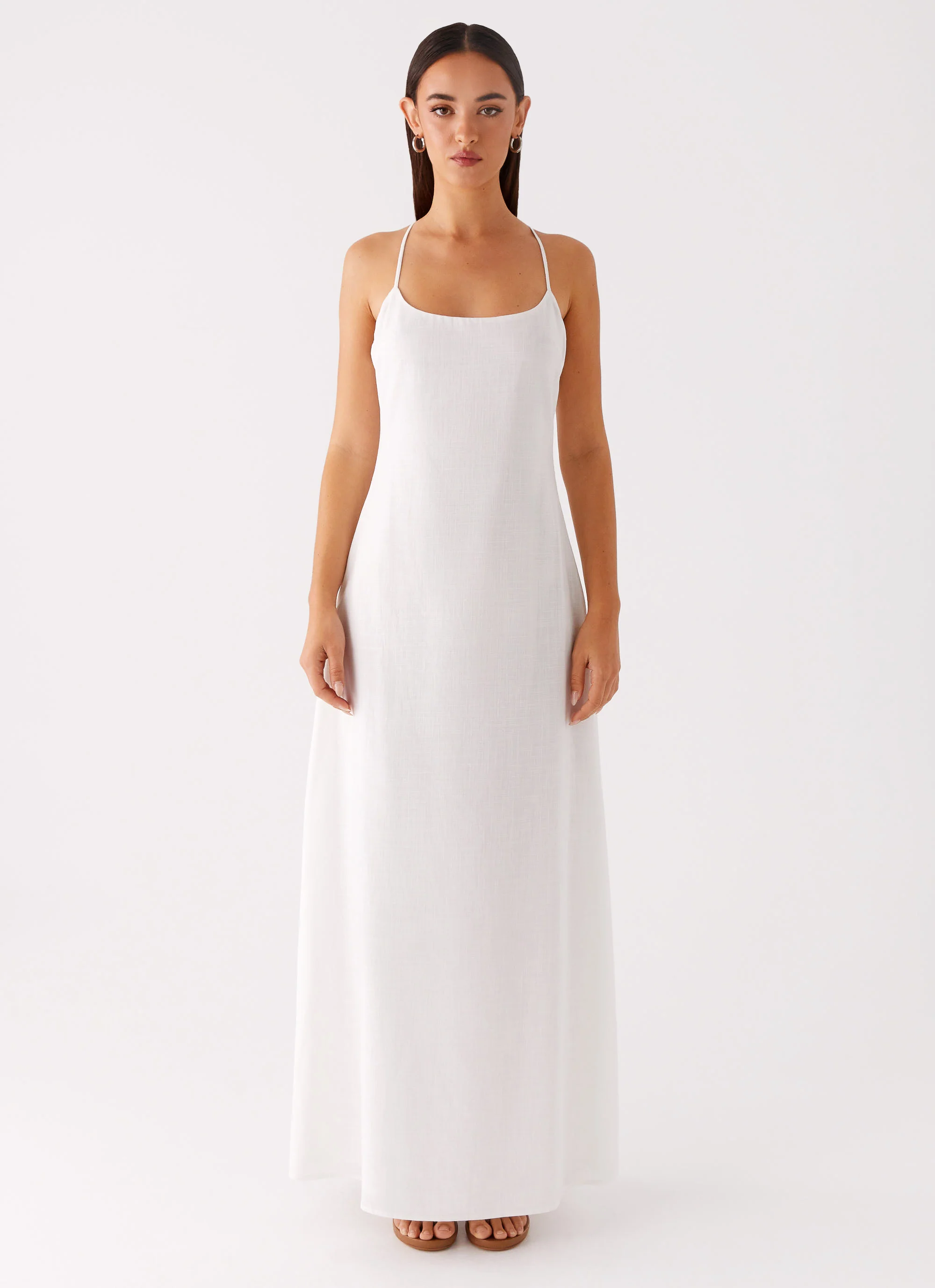 Madeleine Scoop Neck Maxi Dress - Off White - Image 3
