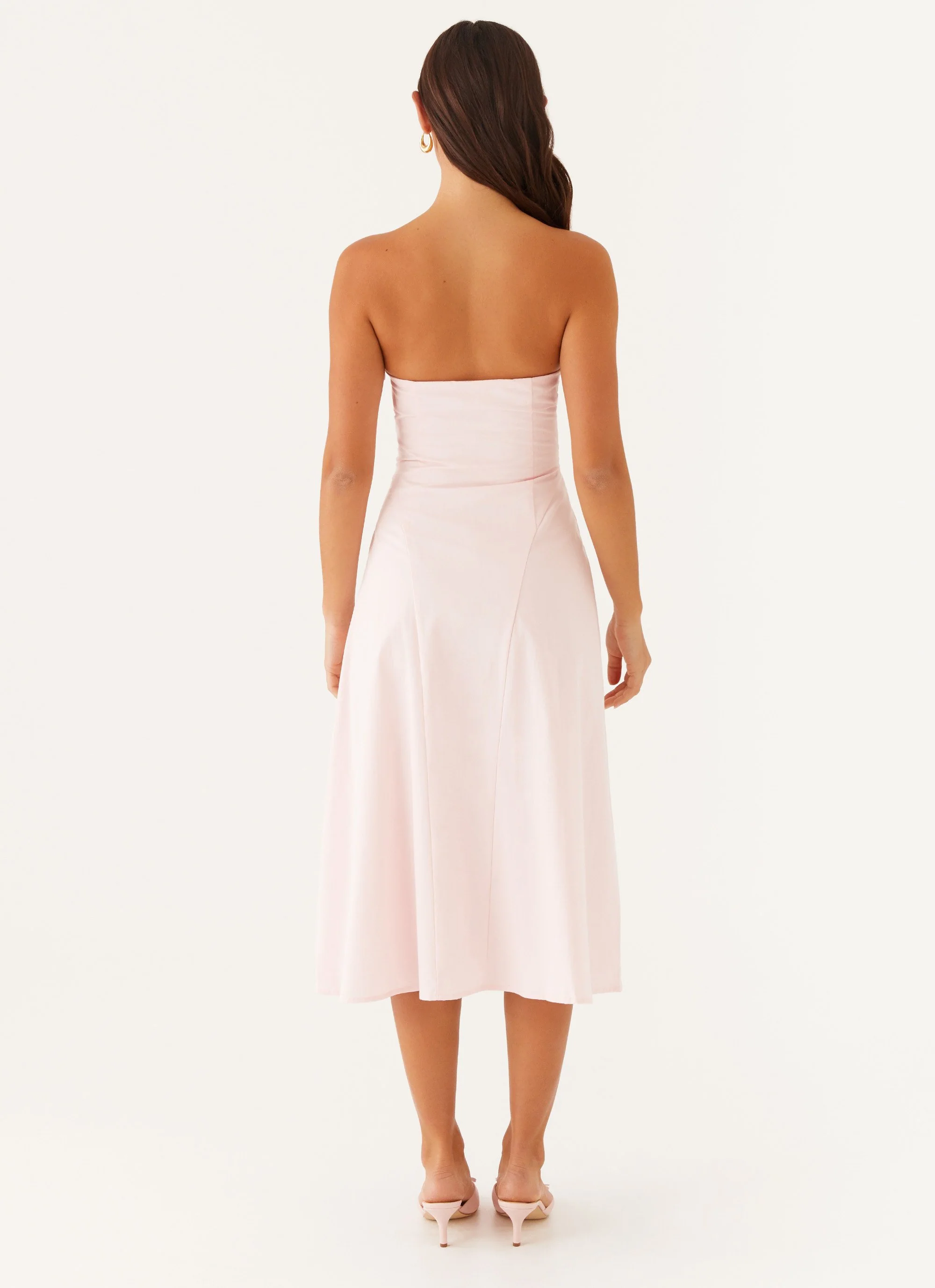 Maika Strapless Midi Dress - Pink - Image 4