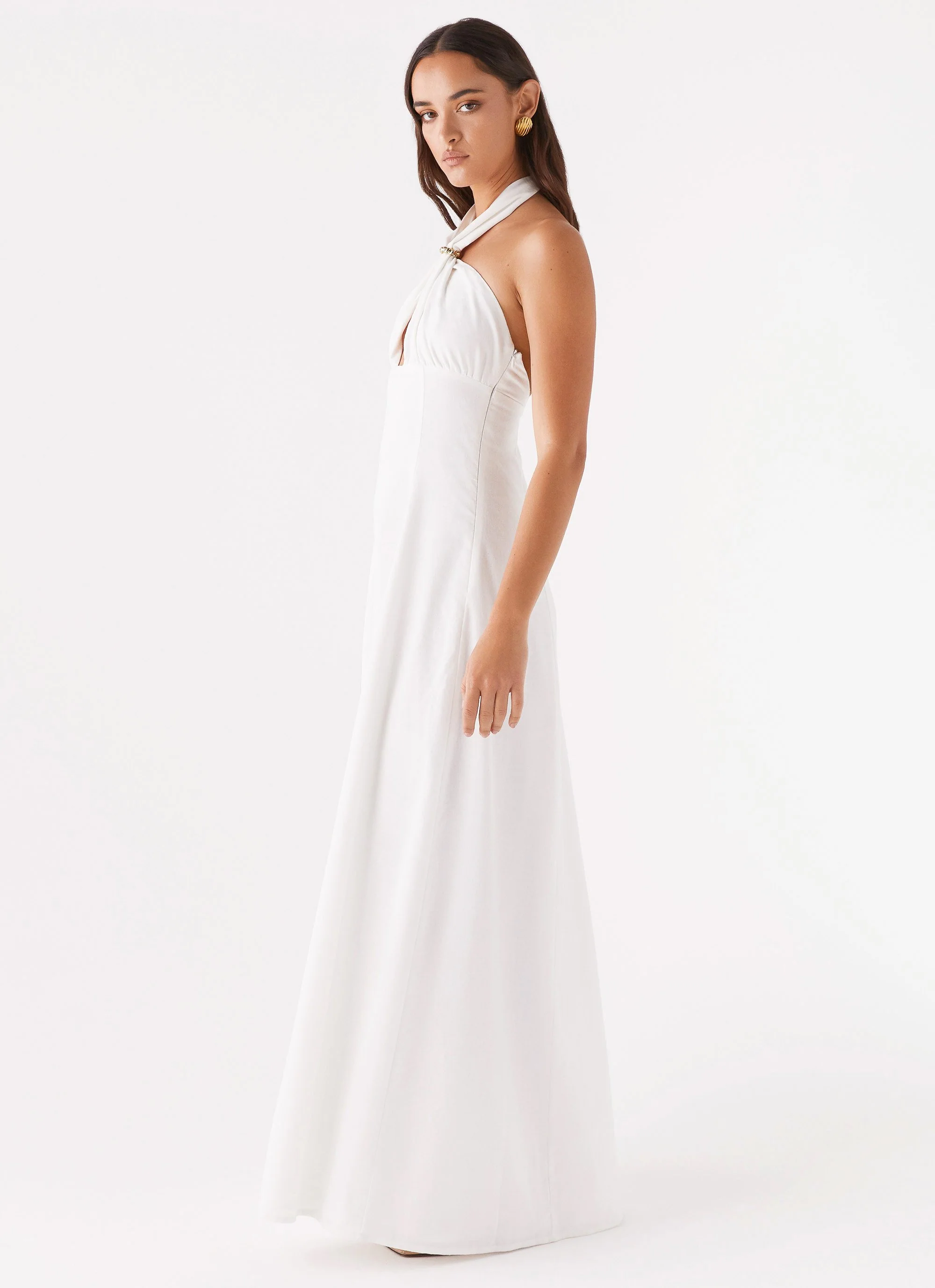 Maison Linen Maxi Dress - White - Image 4