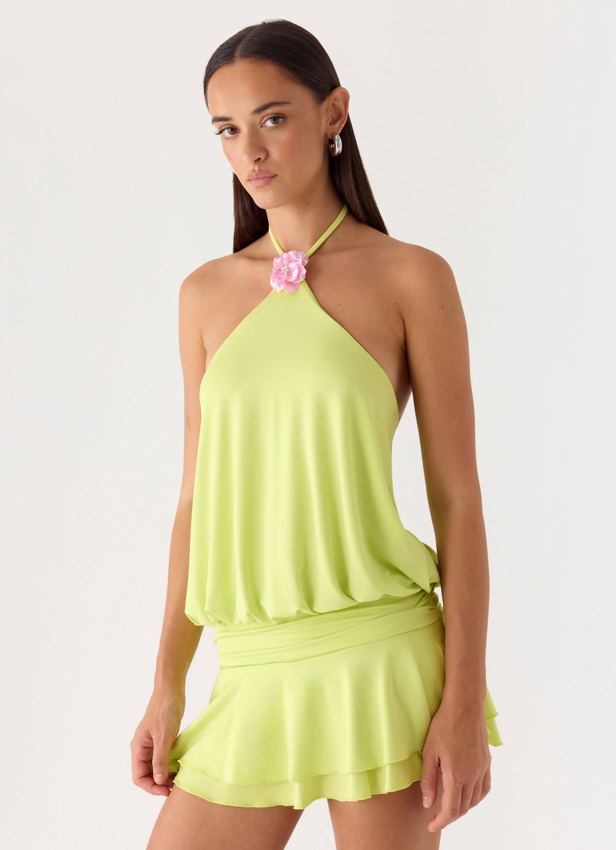 Make It Right Mini Dress - Lime - Image 6