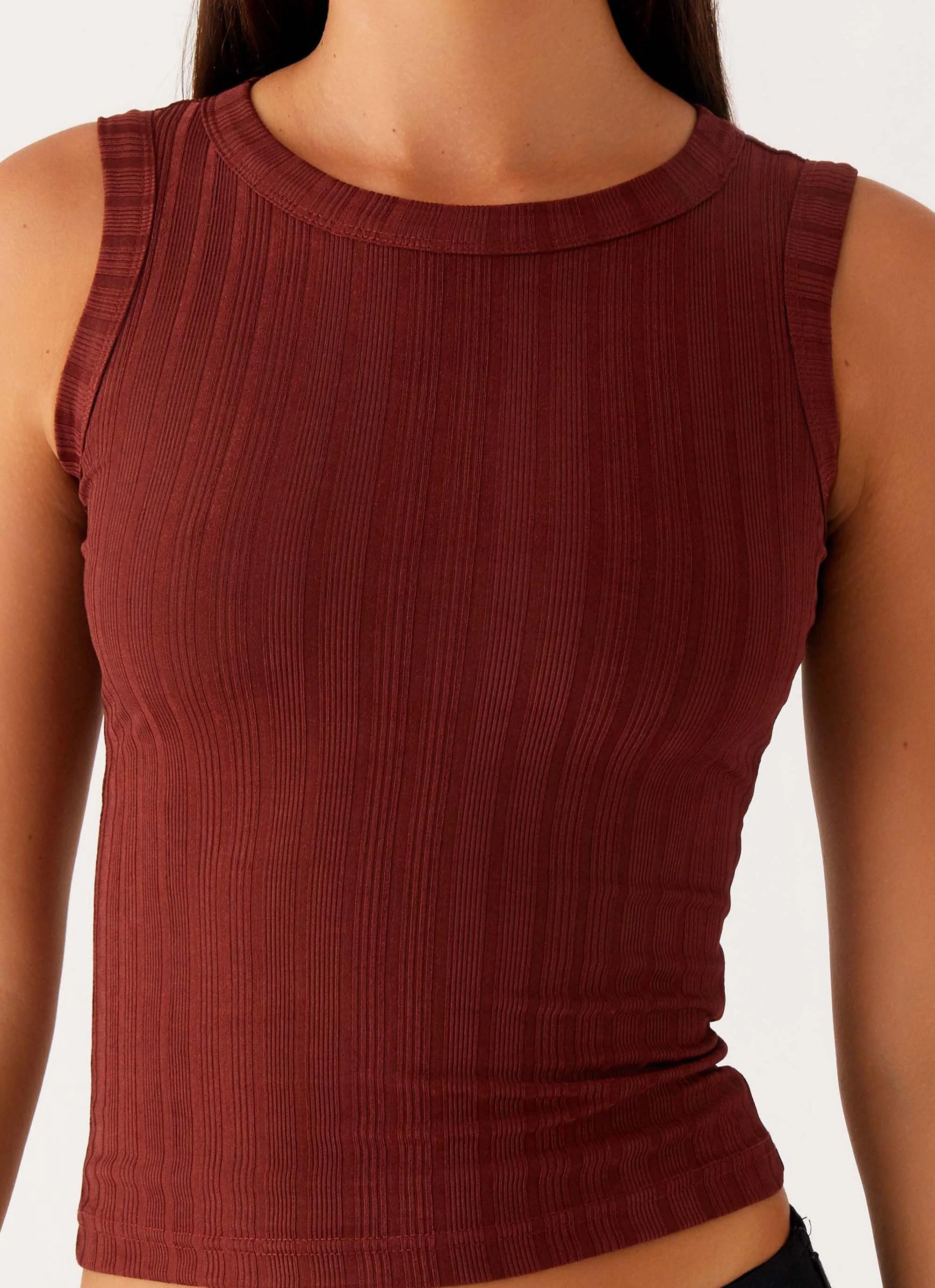 Malene Ribbed Top - Brown - Image 7