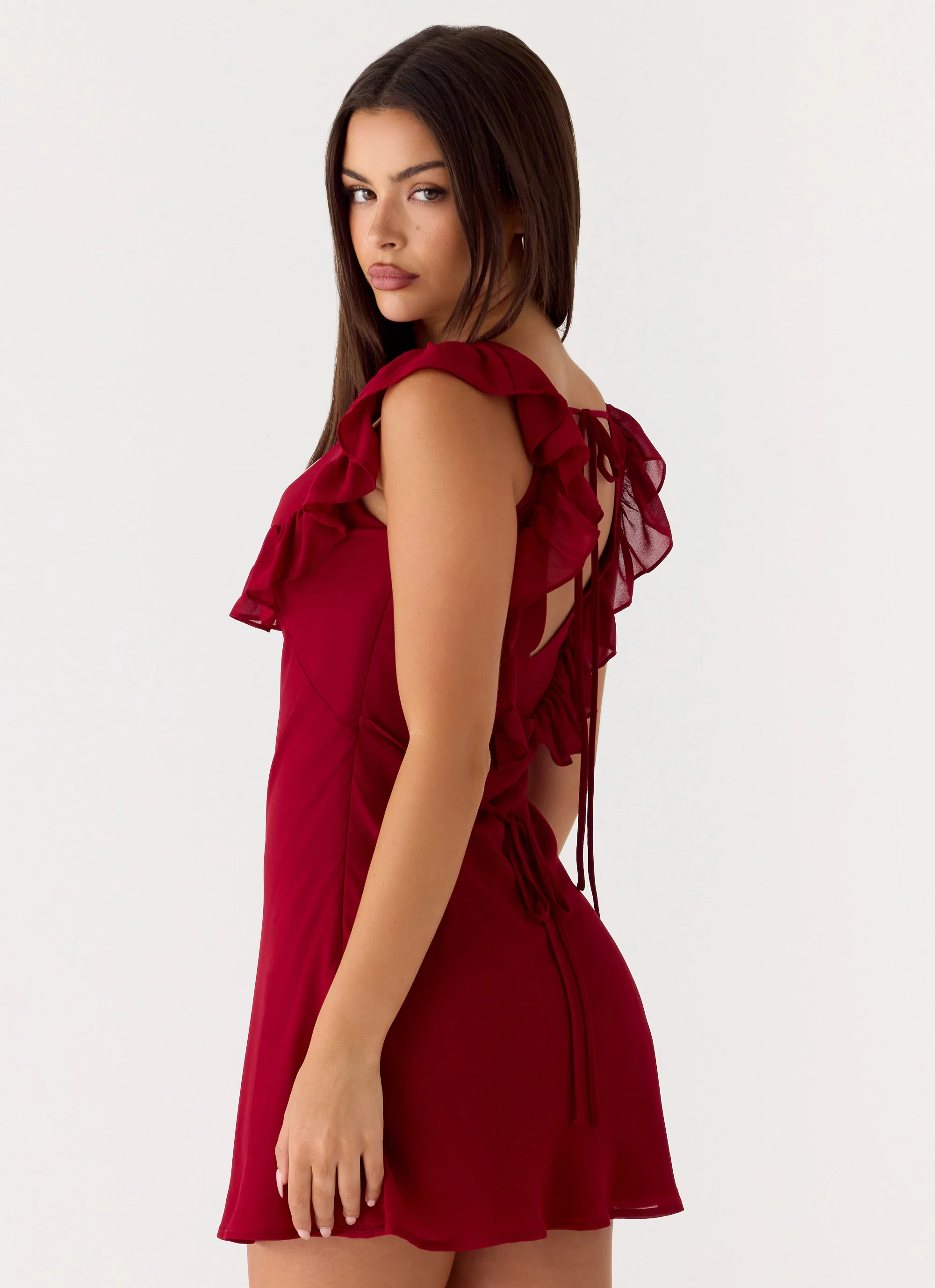 Malina Mini Dress - Deep Red - Image 5