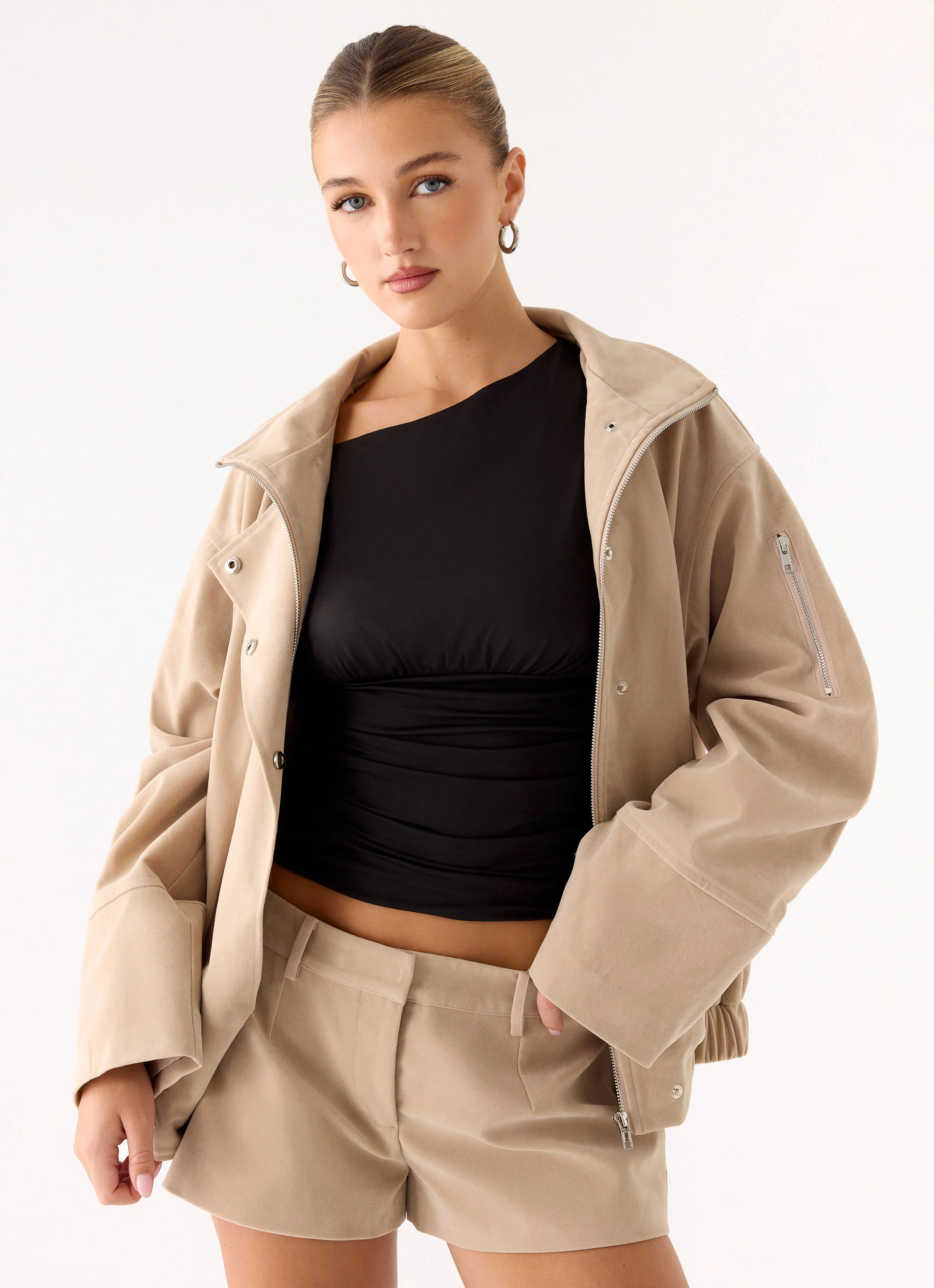 Marlow Faux Suede Jacket - Cream - Image 6