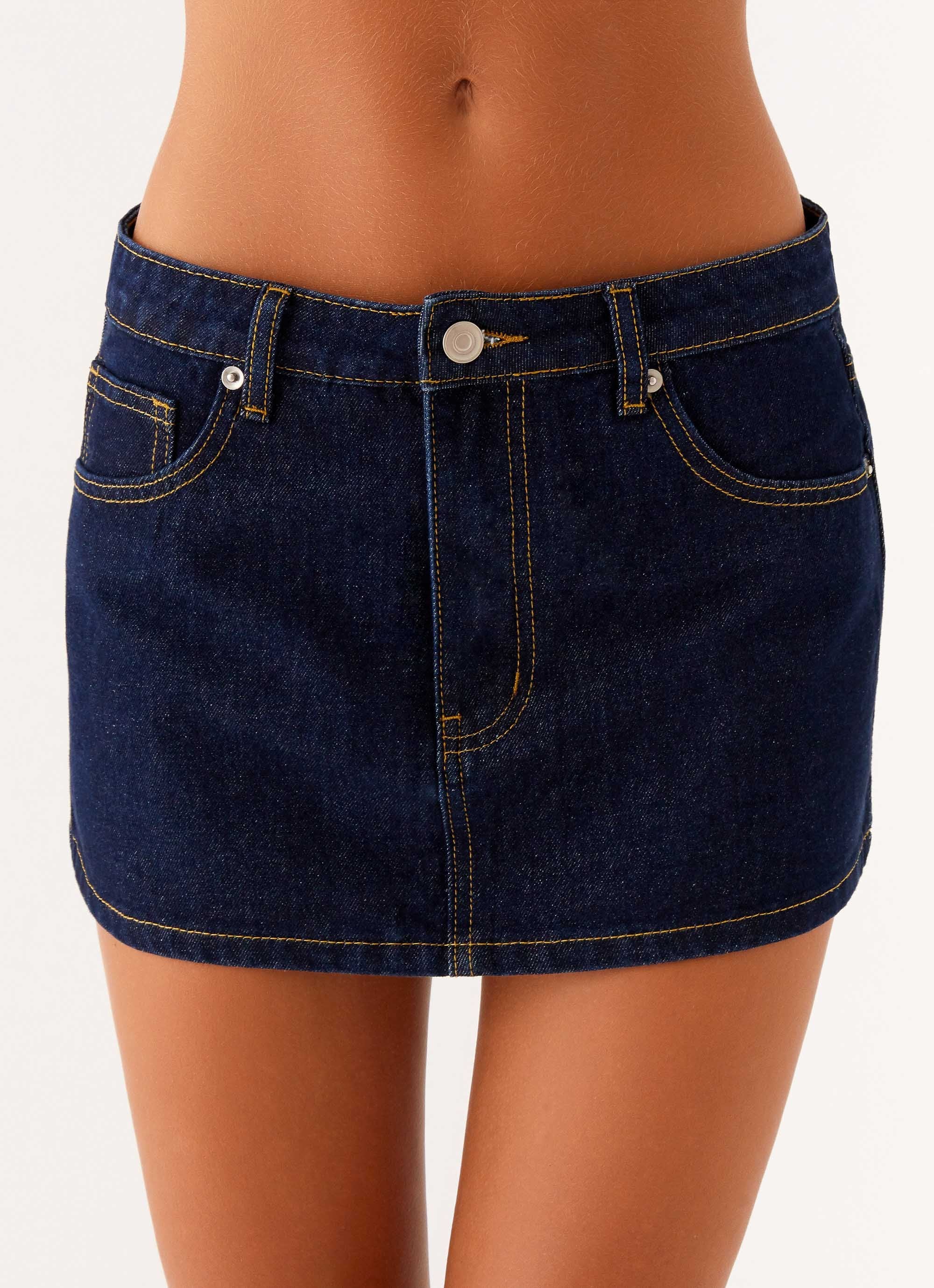 Maysa Low Rise Mini Skirt - Indigo - Image 5