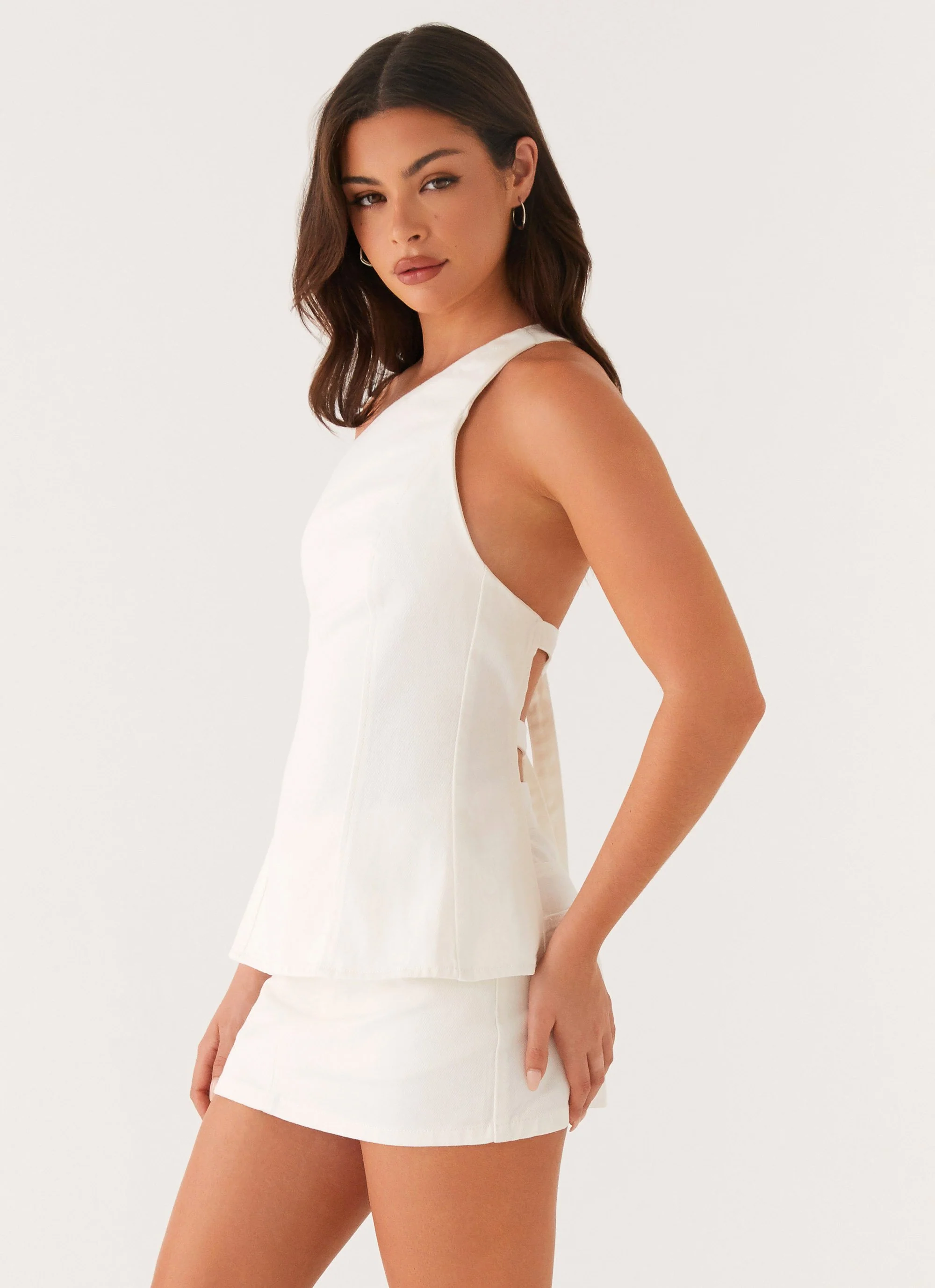 Maysa Low Rise Mini Skirt - Ivory - Image 5