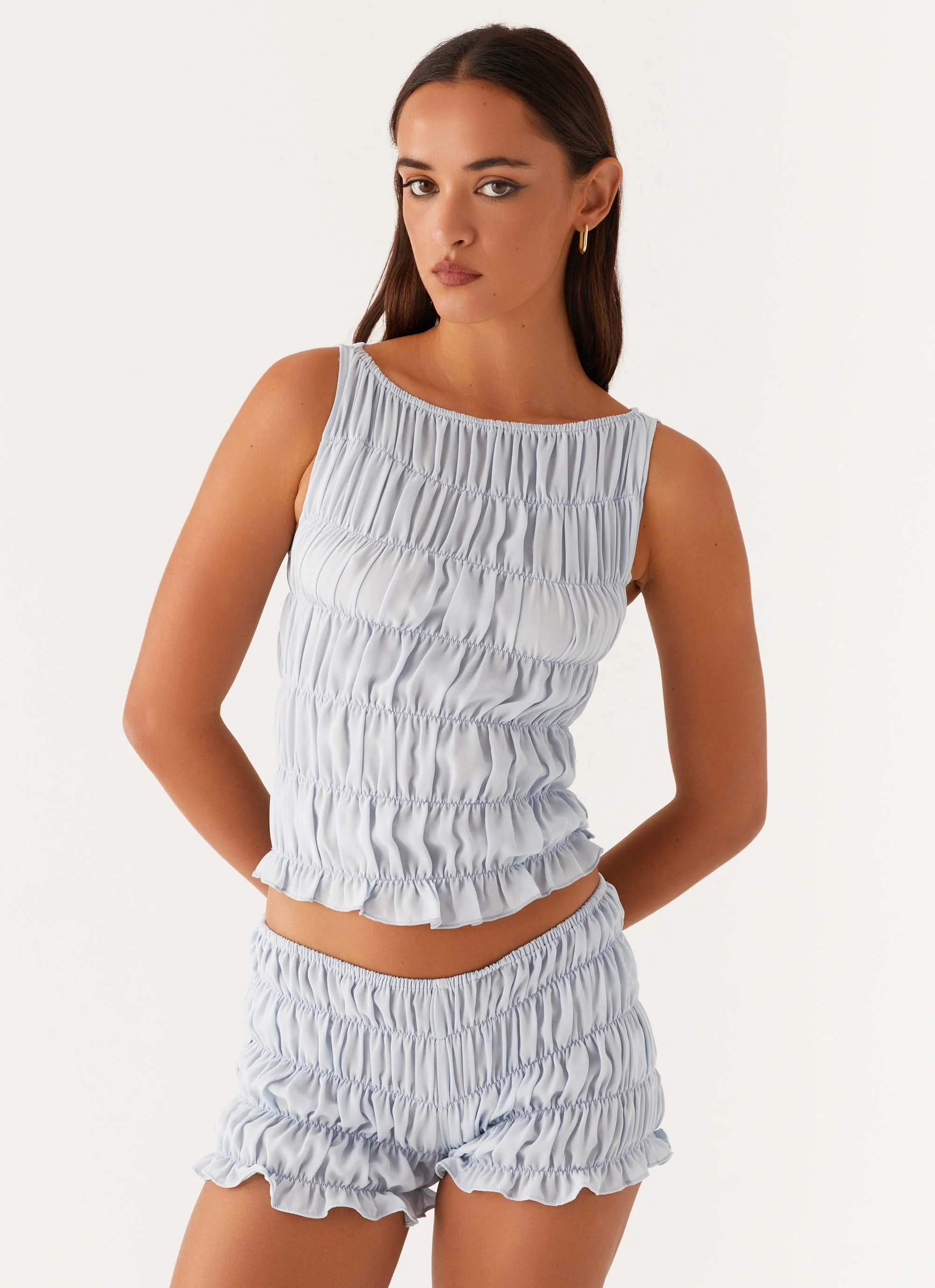 Messina Ruched Tank Top - Blue - Image 6
