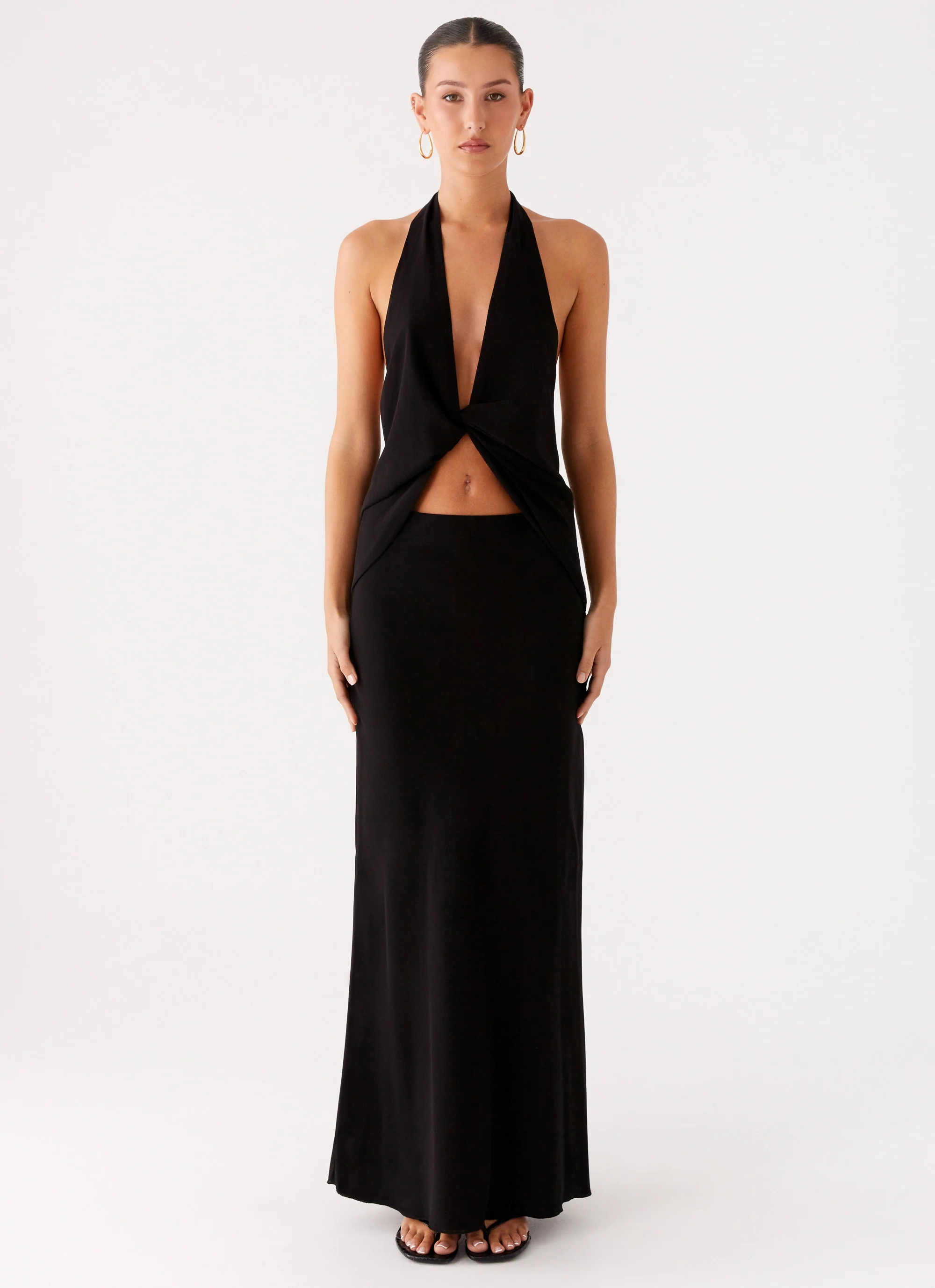 Michaella Chiffon Twist Top - Black - Image 4