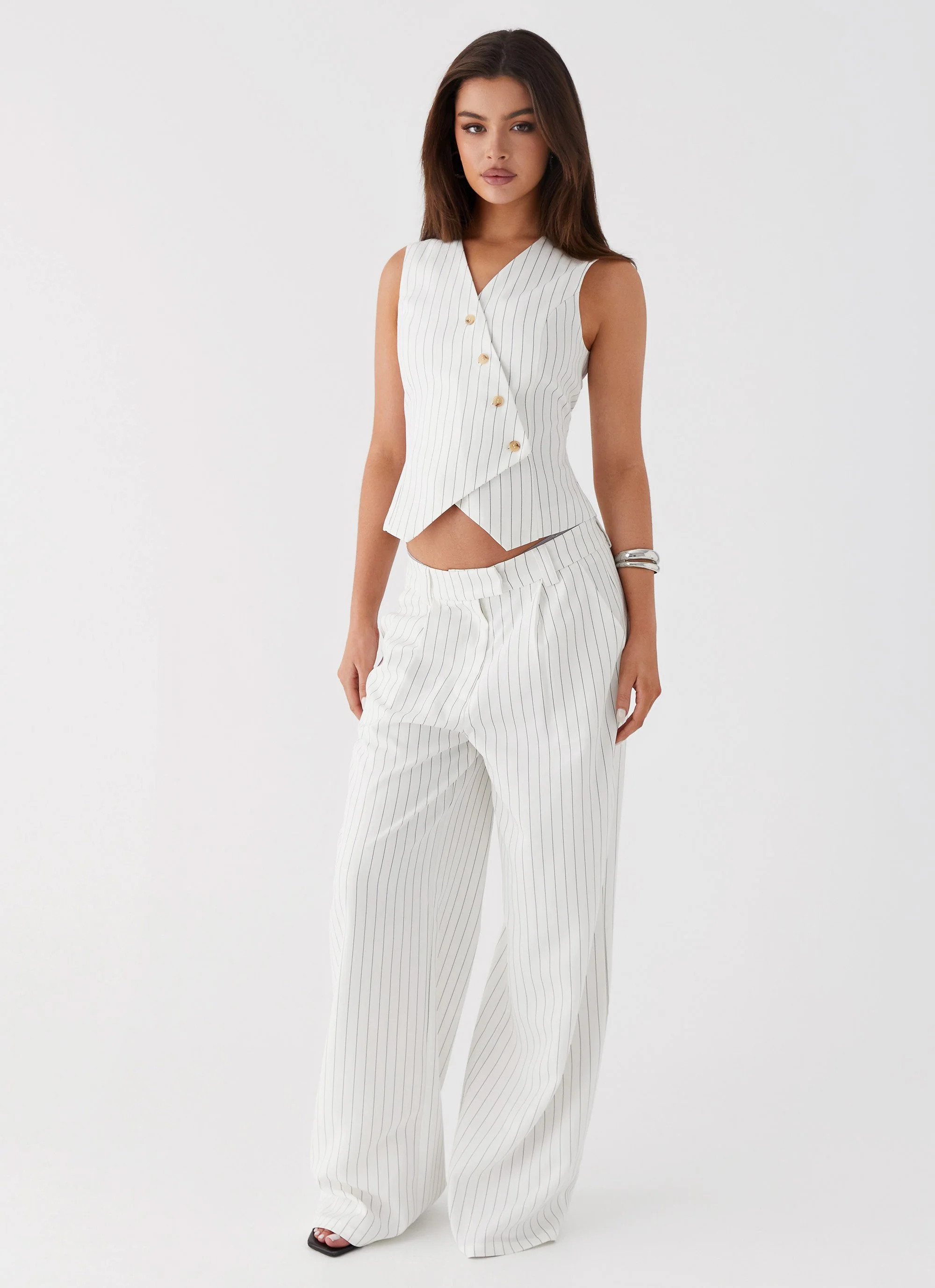 Midnight City Suit Pants - White Pinstripe - Image 2