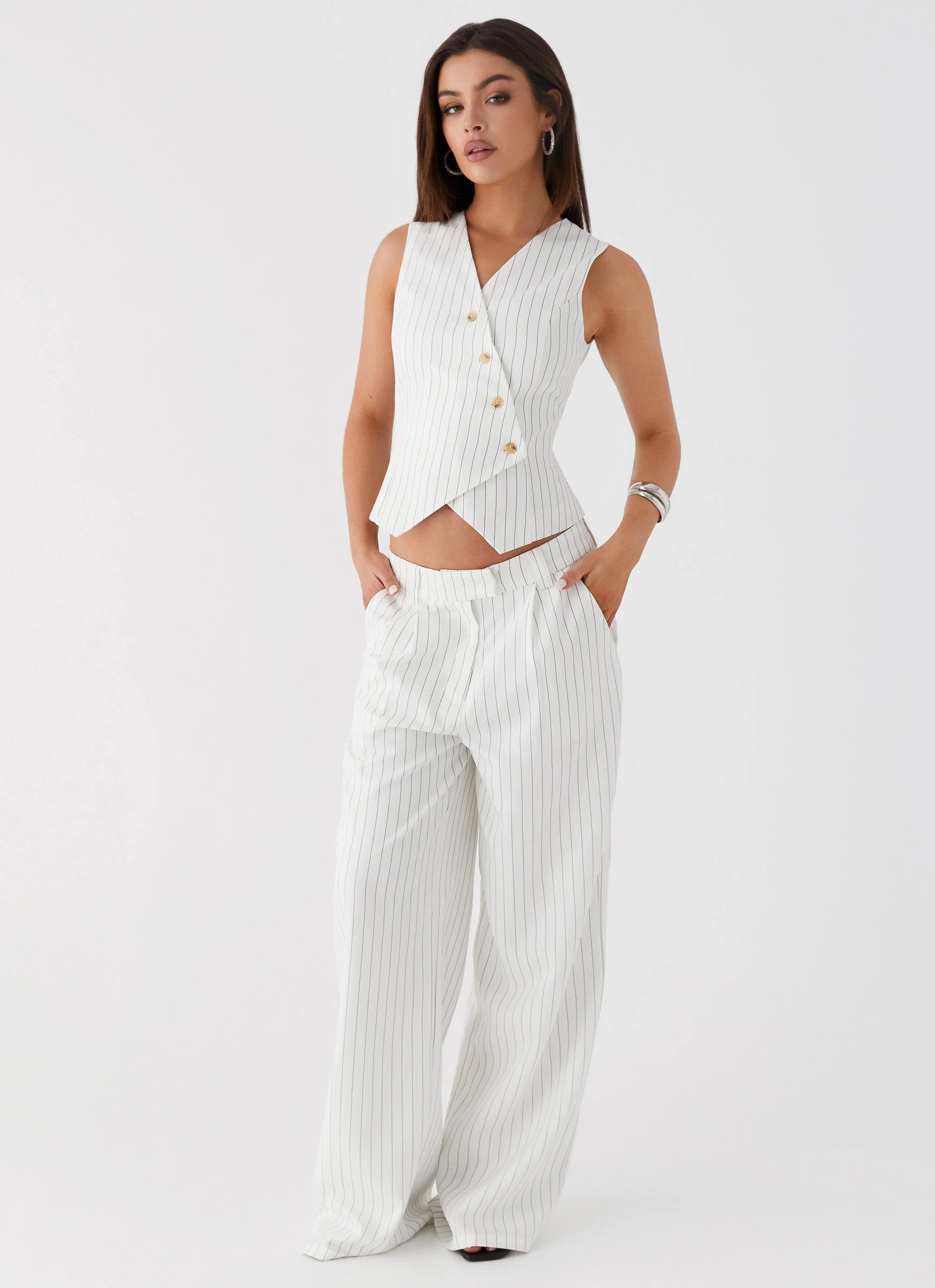 Midnight City Suit Pants - White Pinstripe - Image 6