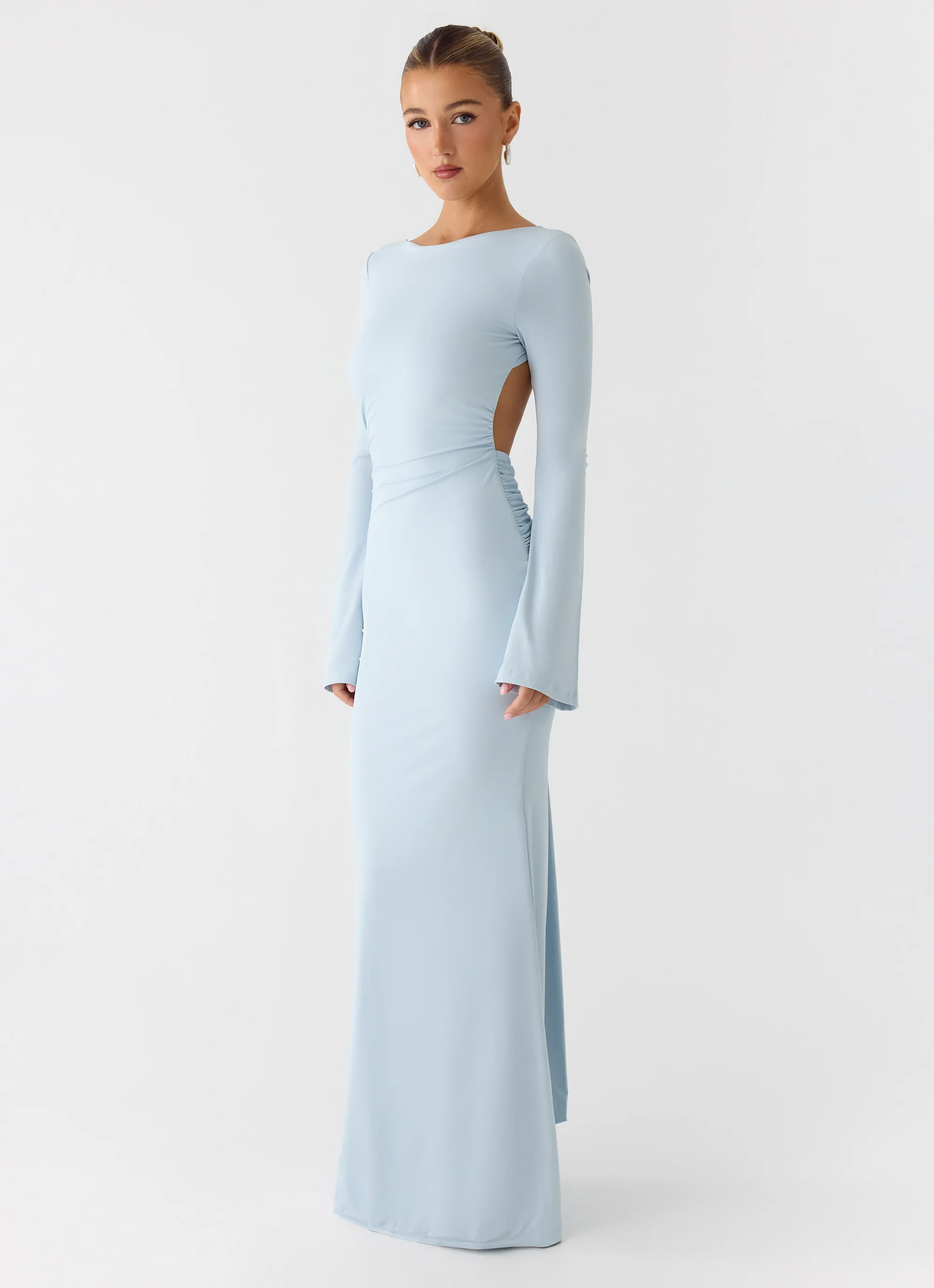 Midnight Song Long Sleeve Maxi Dress - Misty Blue - Image 3