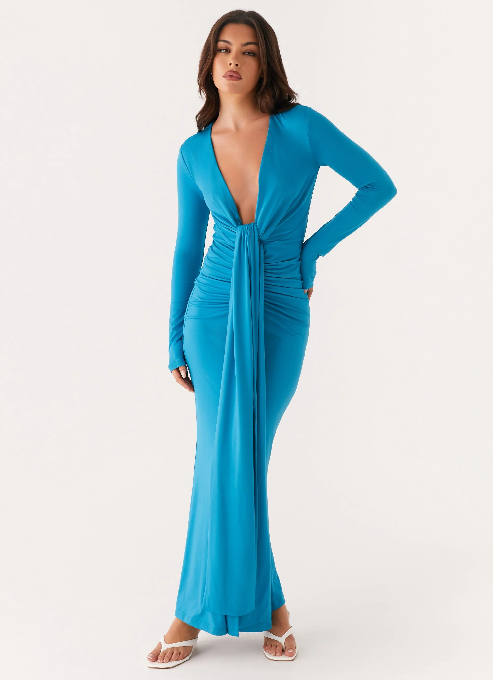 Miesha Long Sleeve Maxi Dress - Blue - Image 6