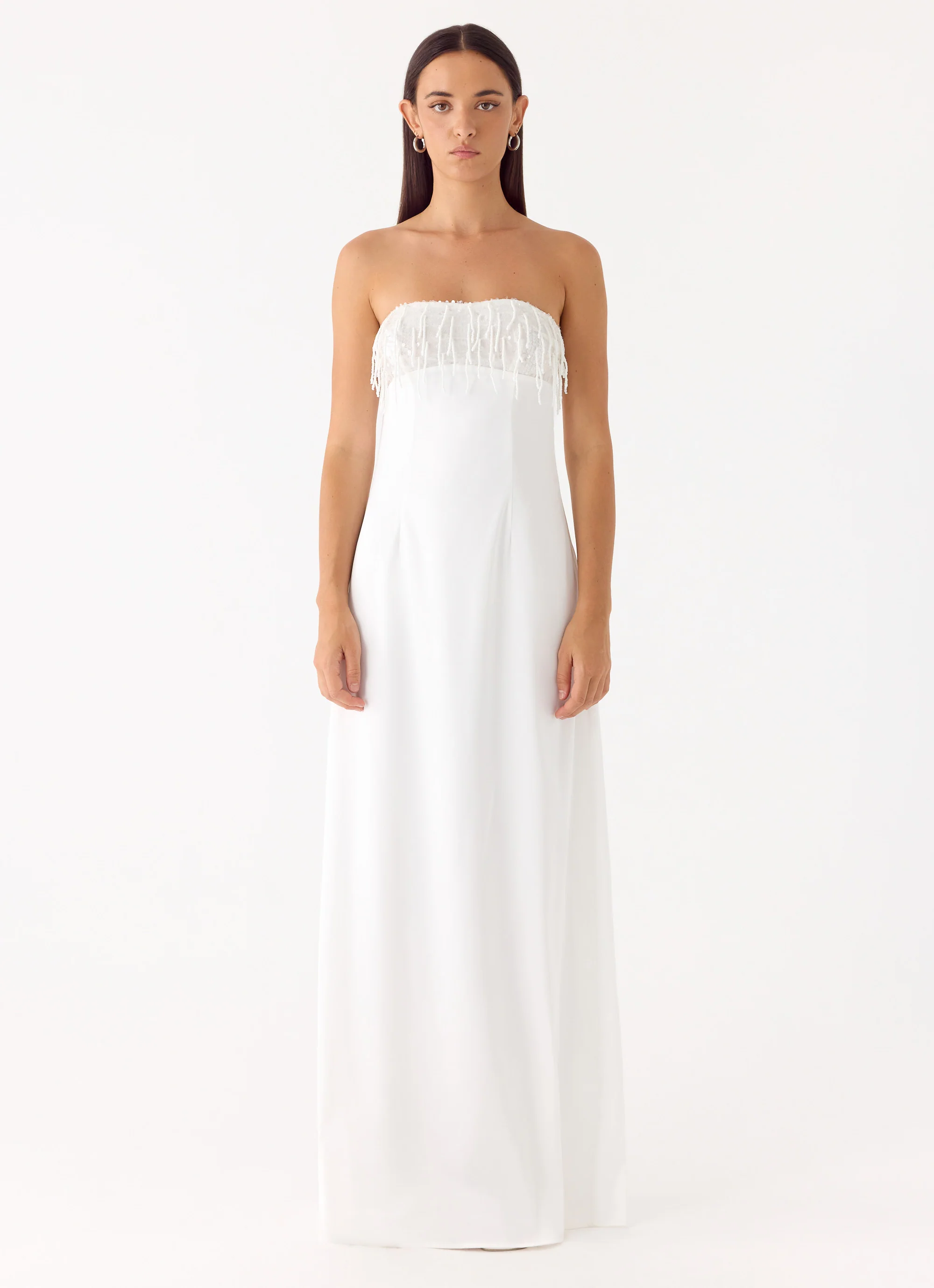 Miftie Beaded Sequin Maxi Dress - White - Image 4