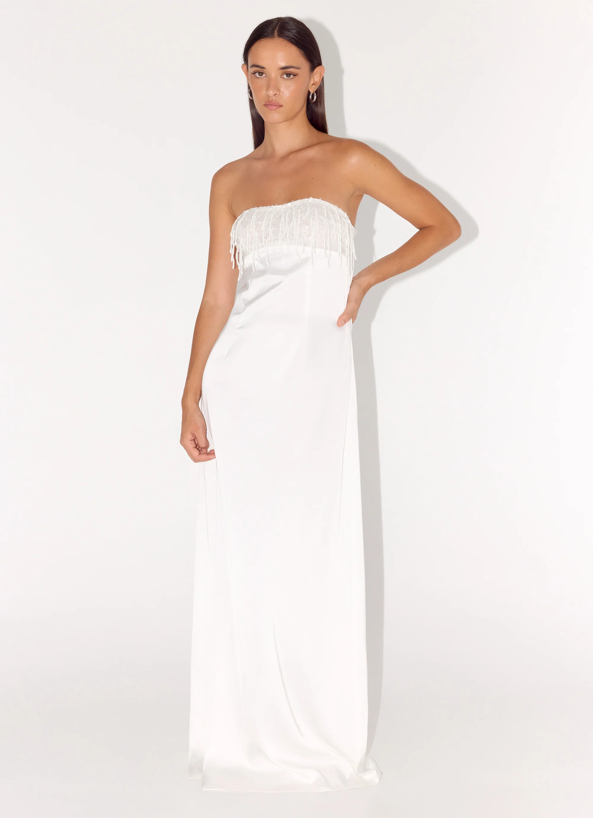 Miftie Beaded Sequin Maxi Dress - White - Image 5