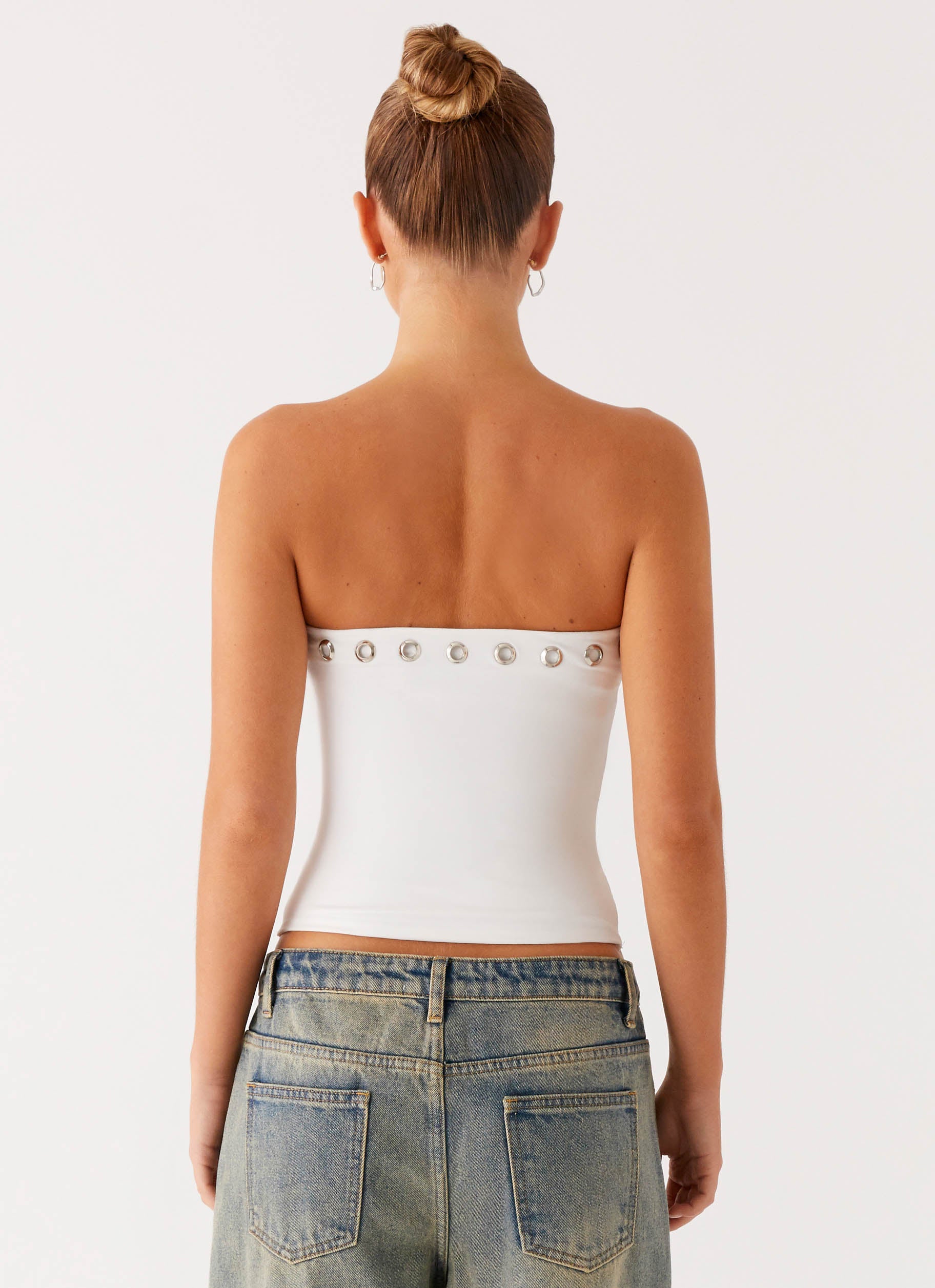Miku Eyelet Strapless Top - White - Image 4