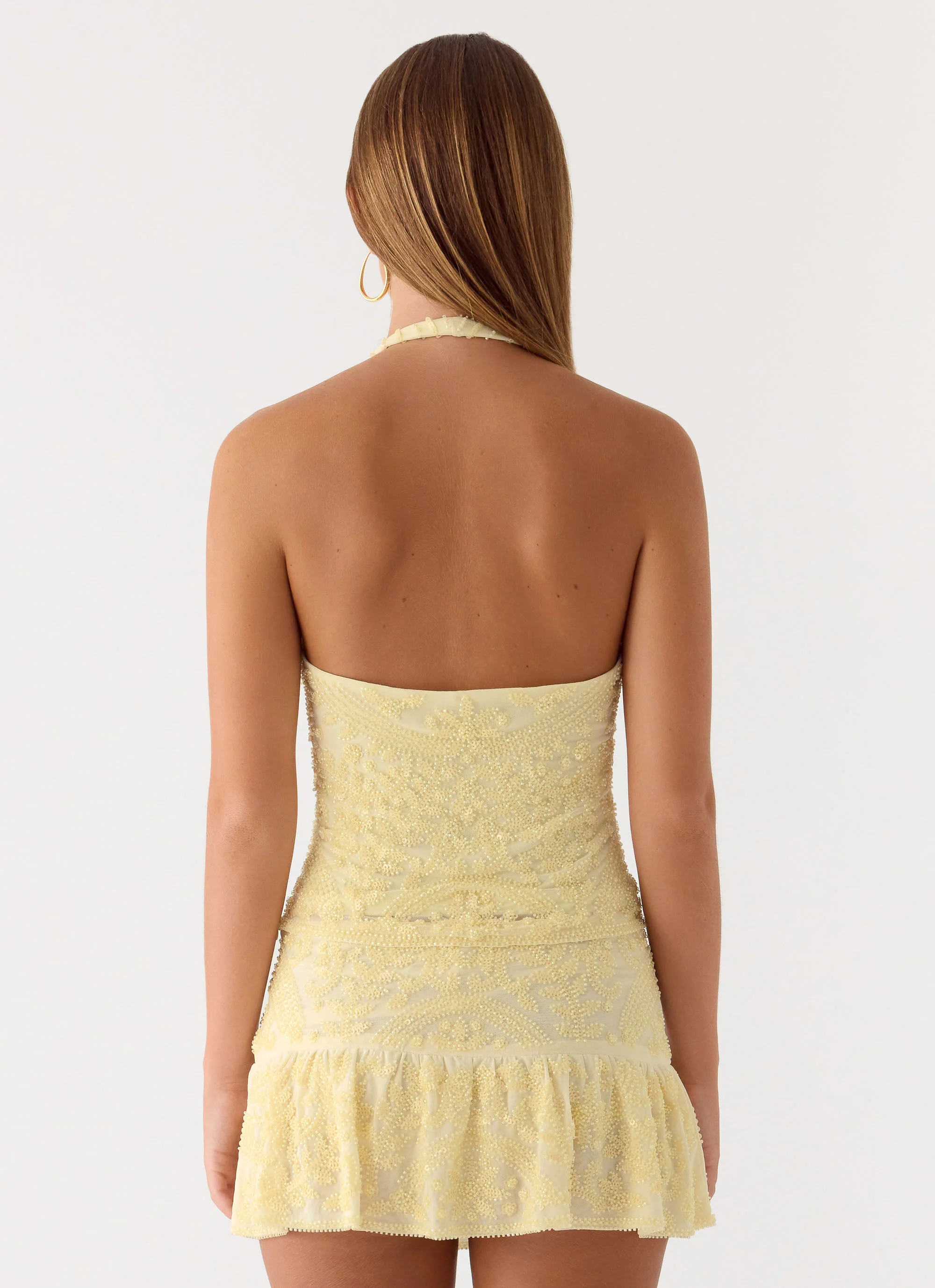 Mimi Beaded Mini Skort - Yellow - Image 3