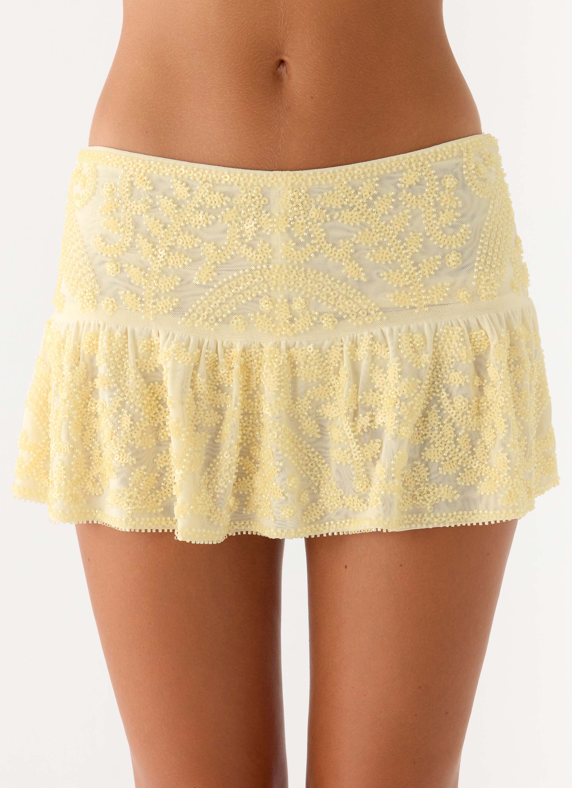 Mimi Beaded Mini Skort - Yellow - Image 5