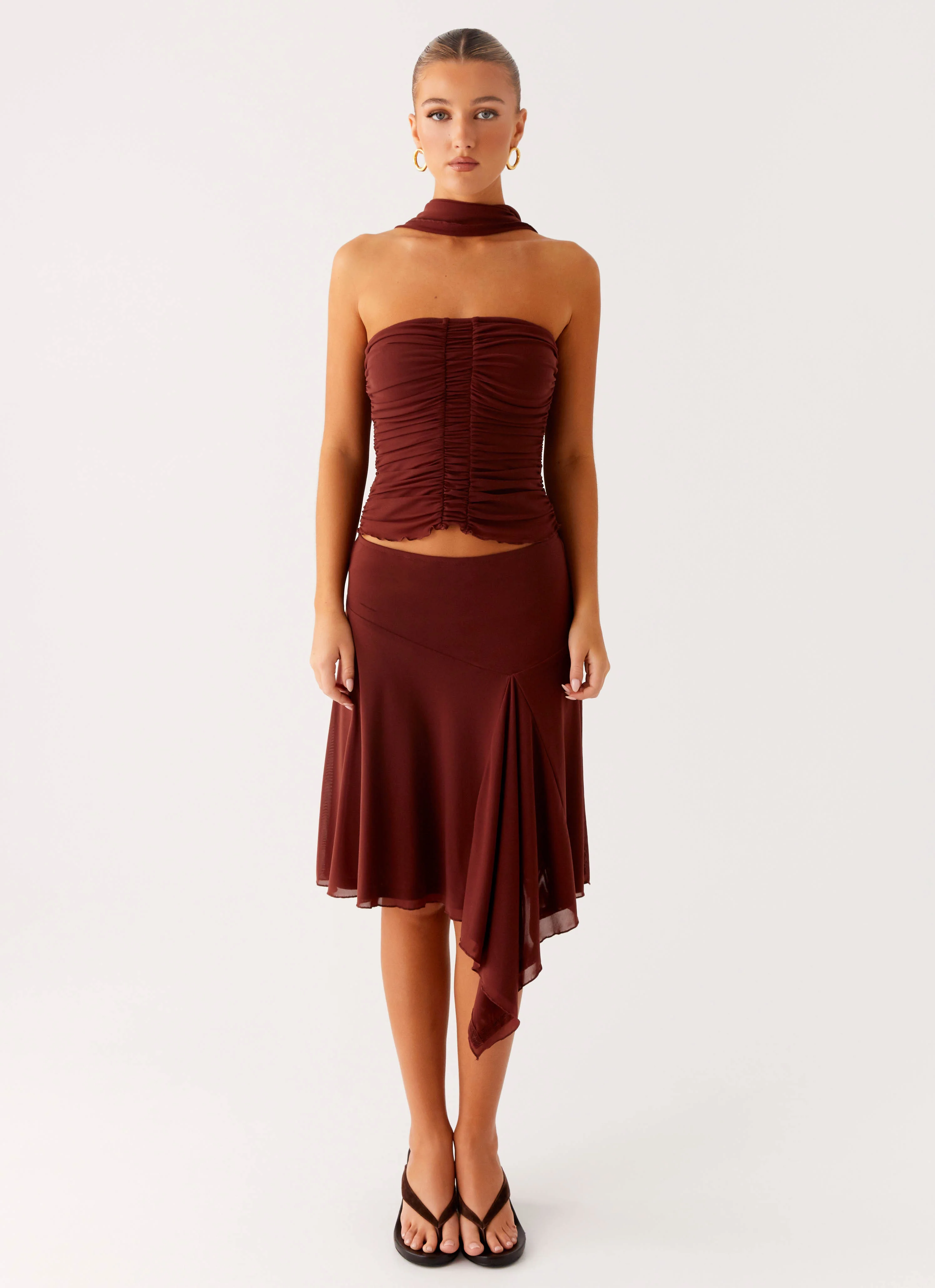 Mirage Scarf Top - Chocolate - Image 2