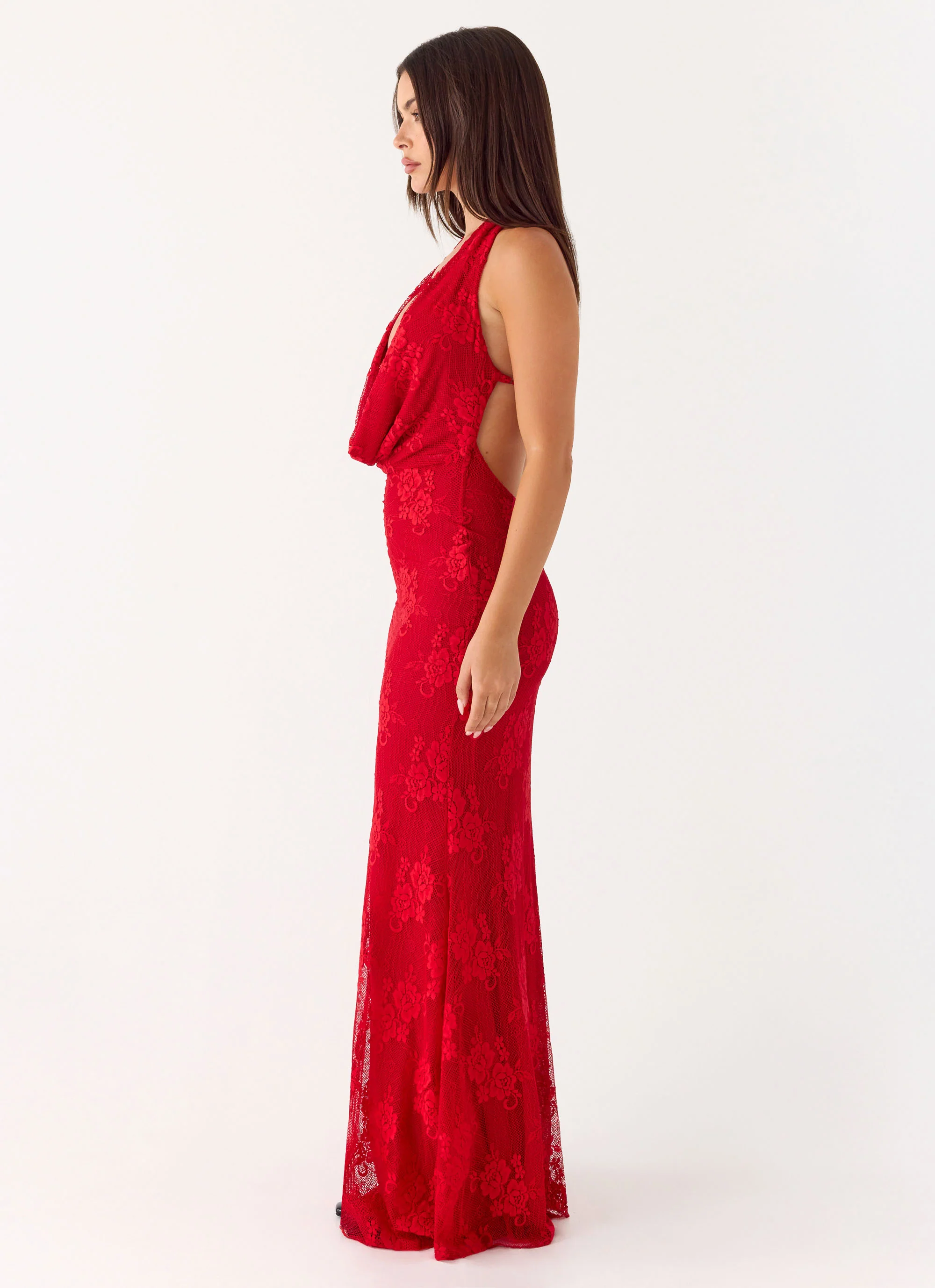 Mitchella Lace Maxi Dress - Red - Image 4