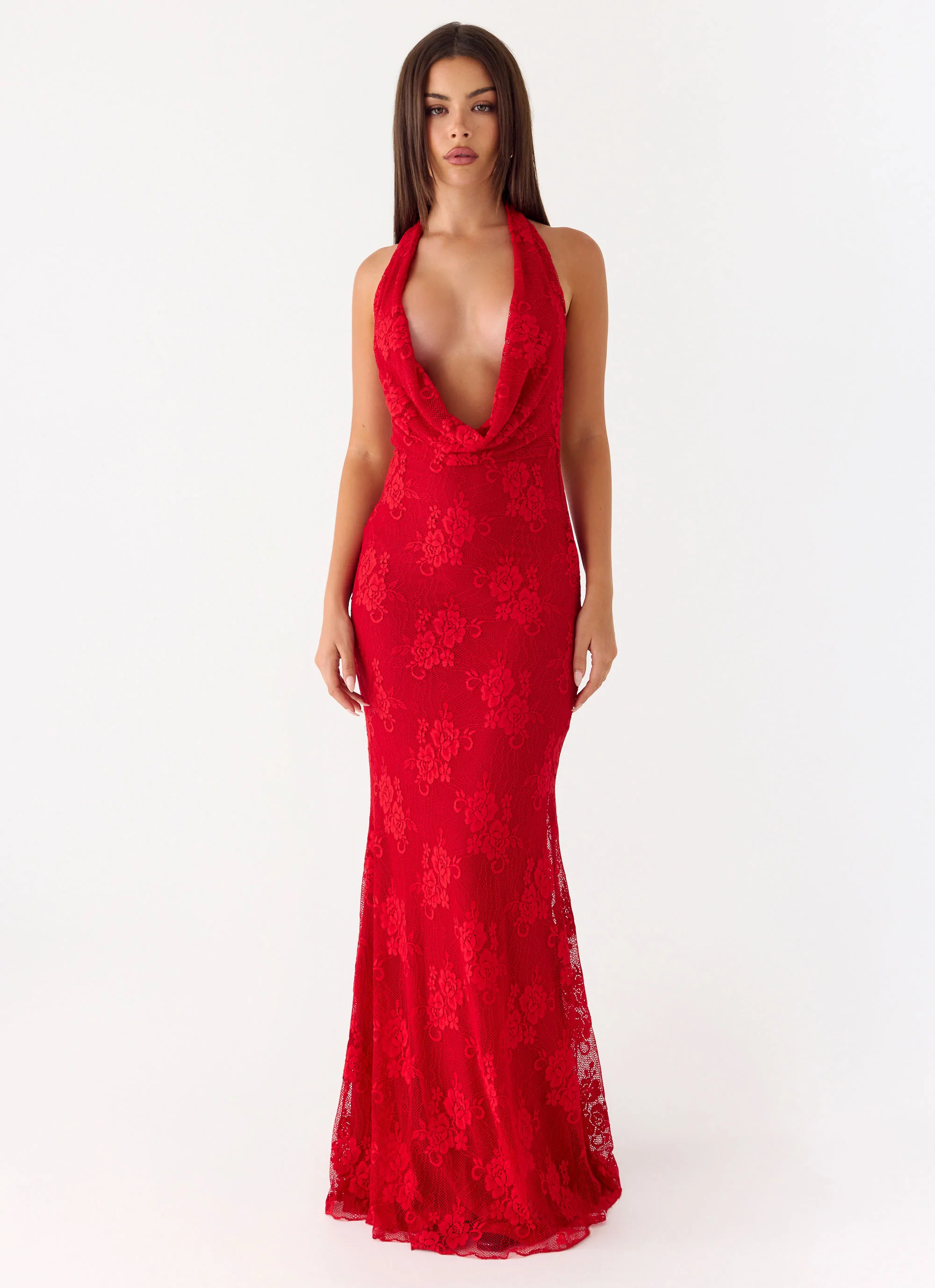 Mitchella Lace Maxi Dress - Red - Image 6