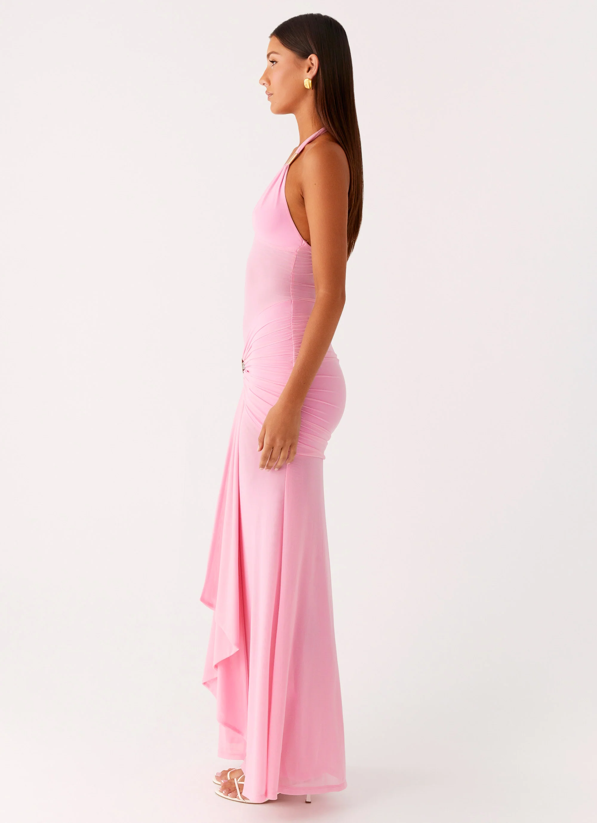 Miyah Halter Hardware Maxi Dress - Baby Pink - Image 3